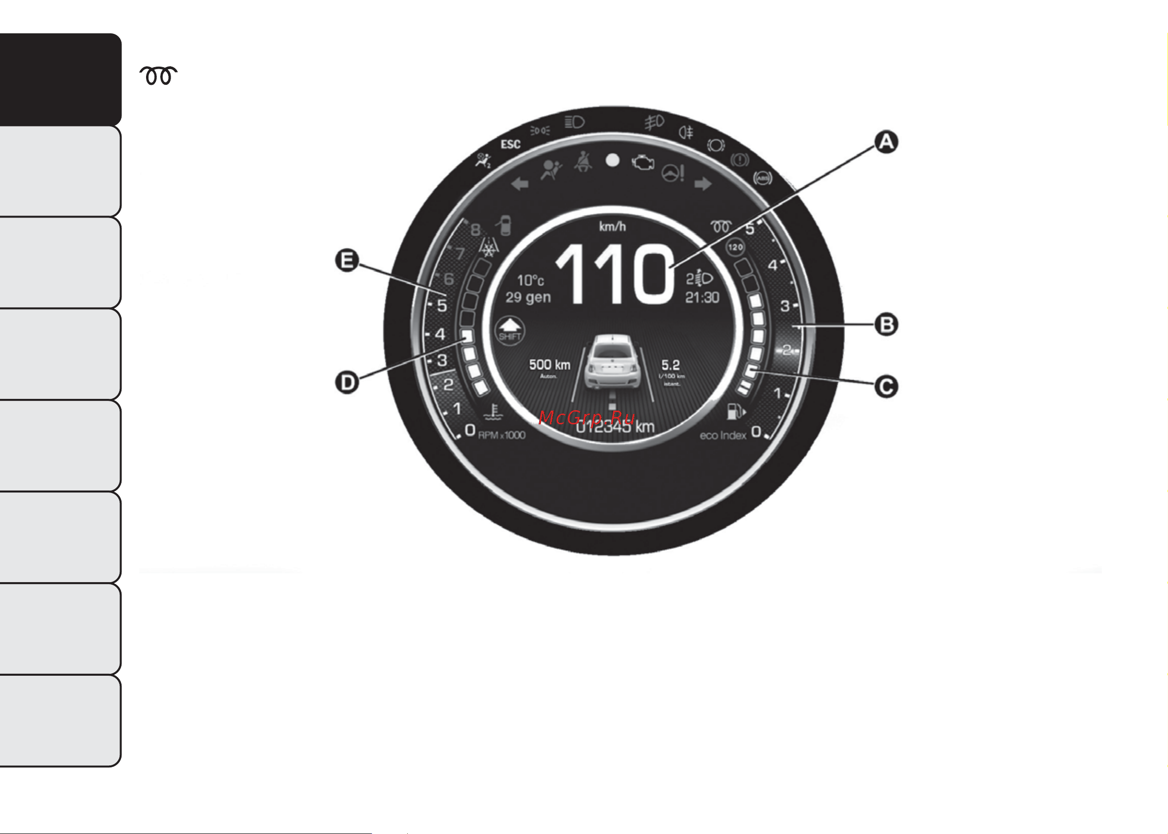 Fiat 500  2014 [10/283] Контрольная лампа имеется только в исполнениях с дизельным двигателем