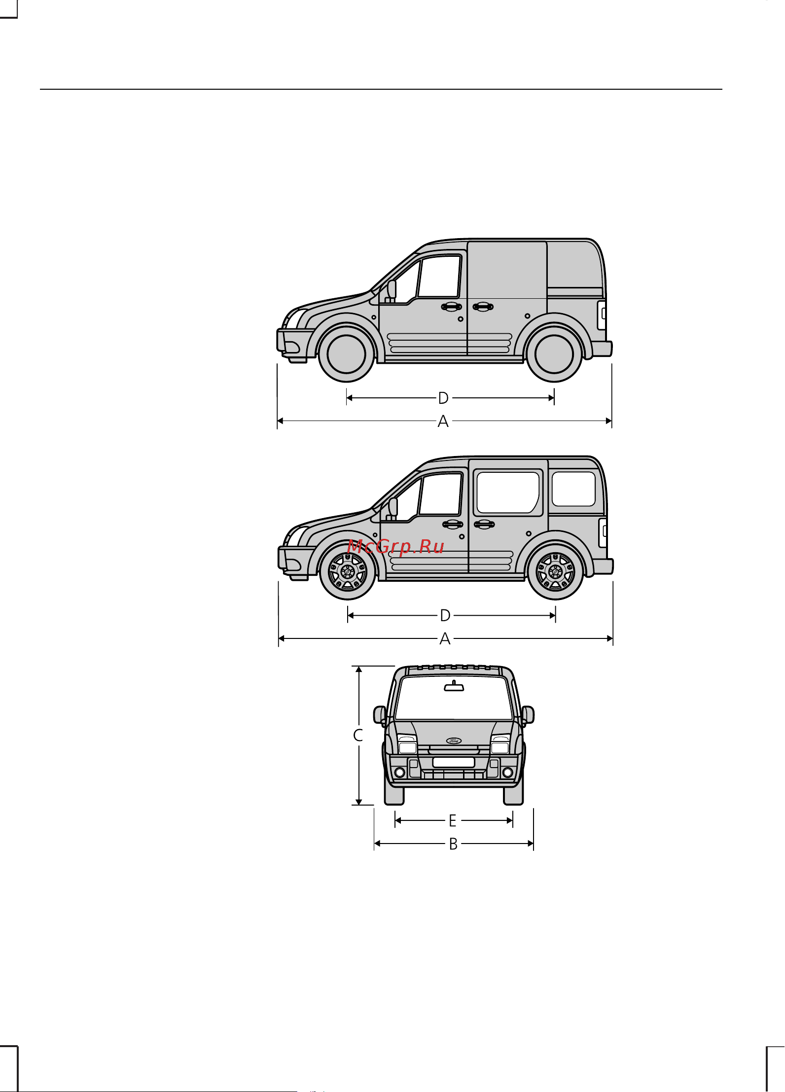 Ford Transit Connect  2006 [148/168] Размеры автомобиля