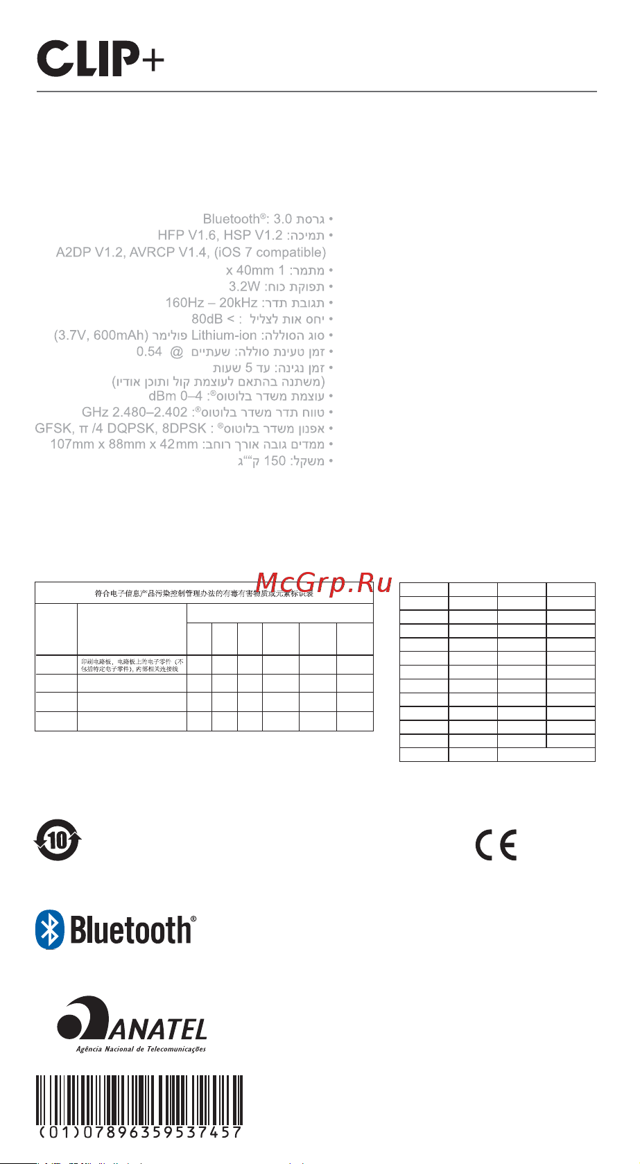JBL Clip+ [12/12] Quick start guide guide de démarrage rapide
