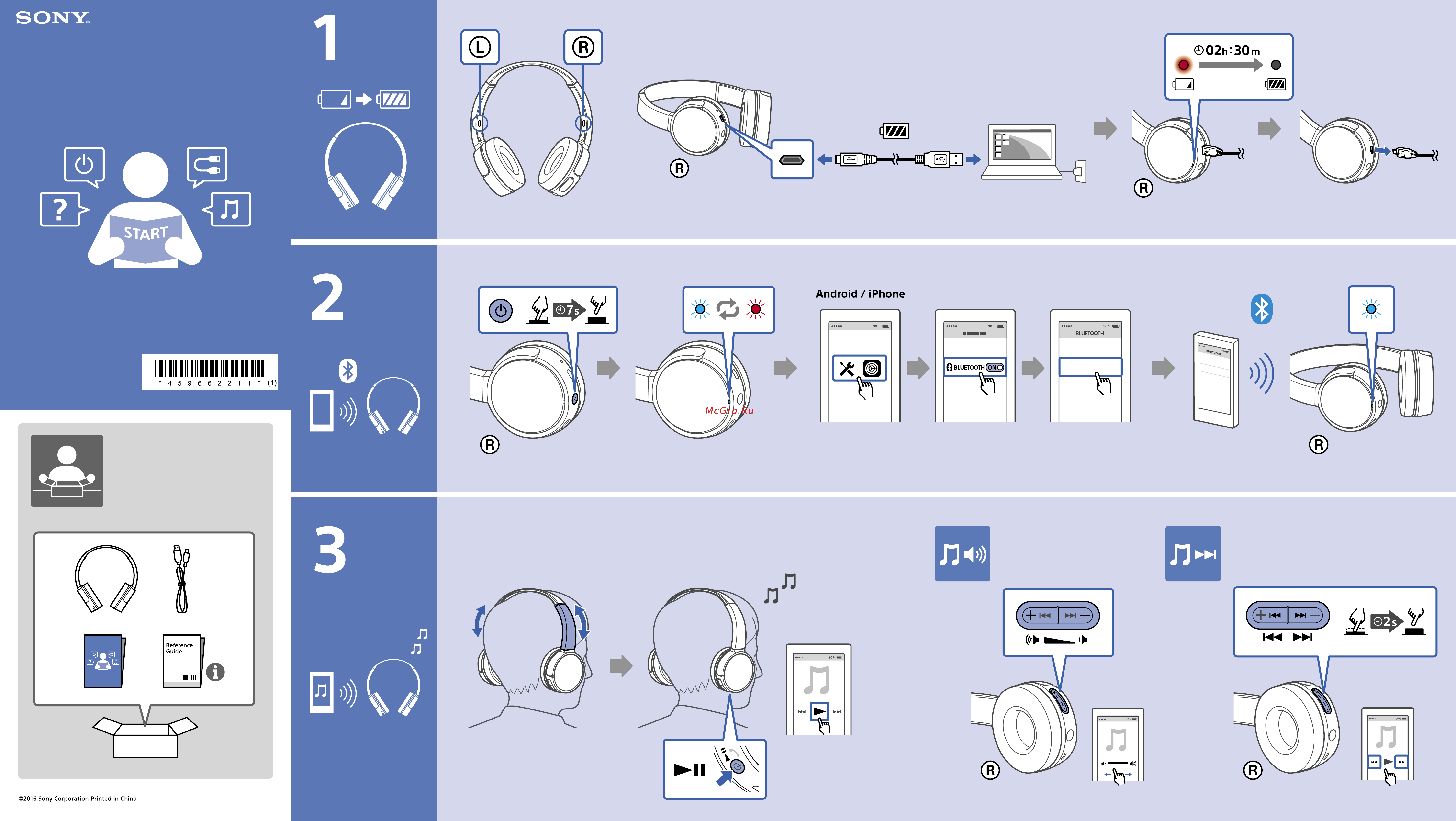 Sony MDR-ZX220BT Руководство по эксплуатации онлайн