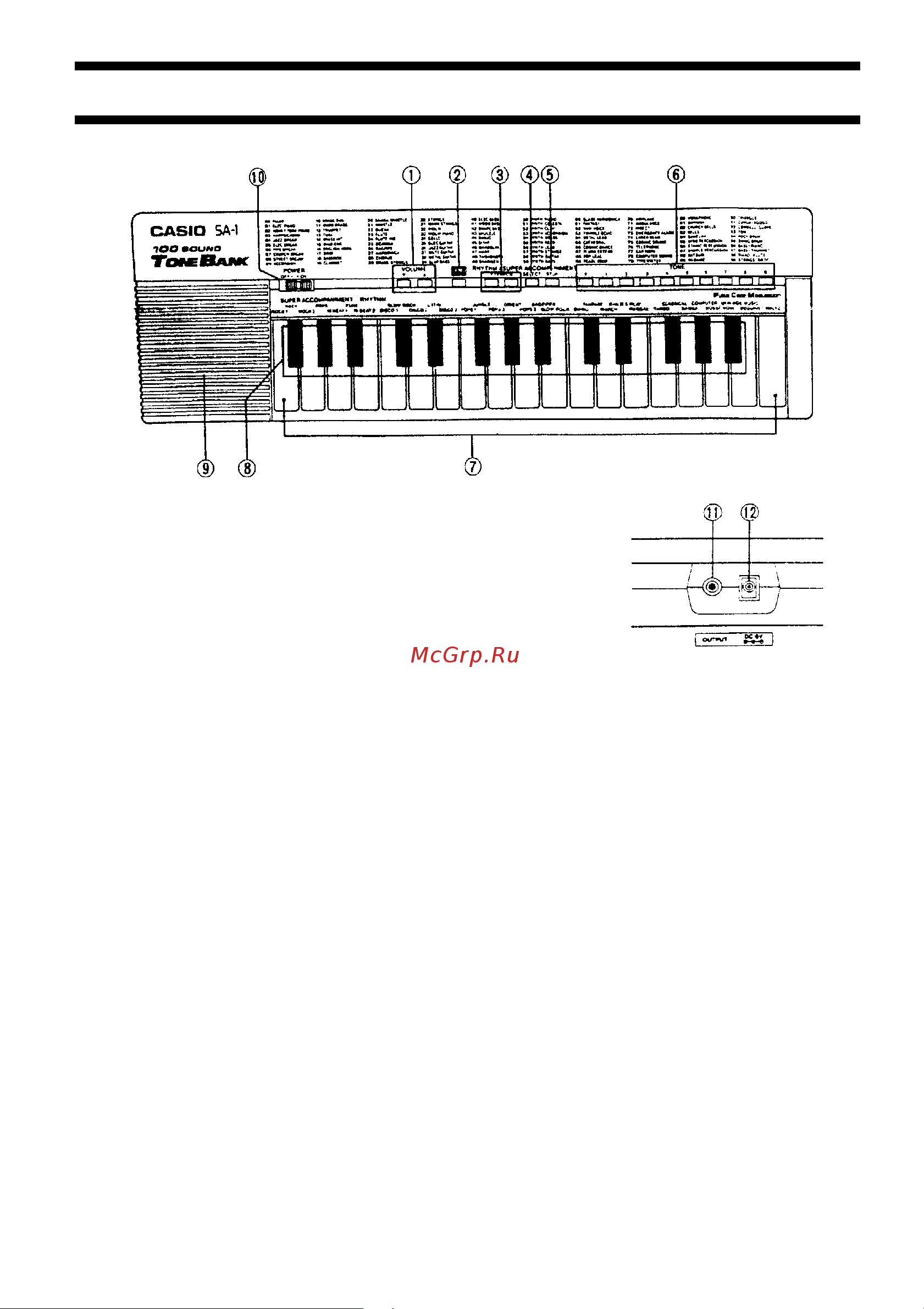 Casio SA-1 [2/7] Описание каждой части