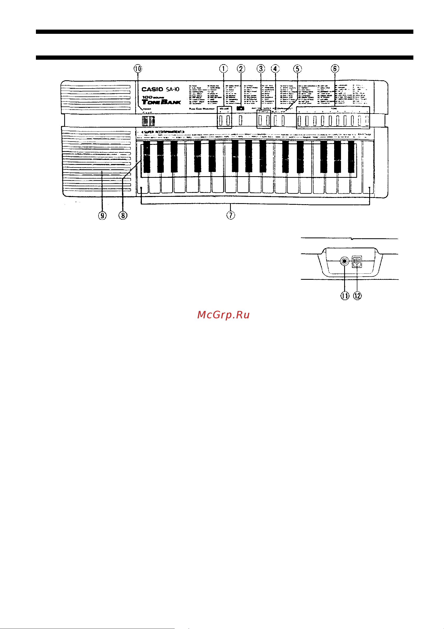 Casio SA-10 [2/8] Описание каждой части