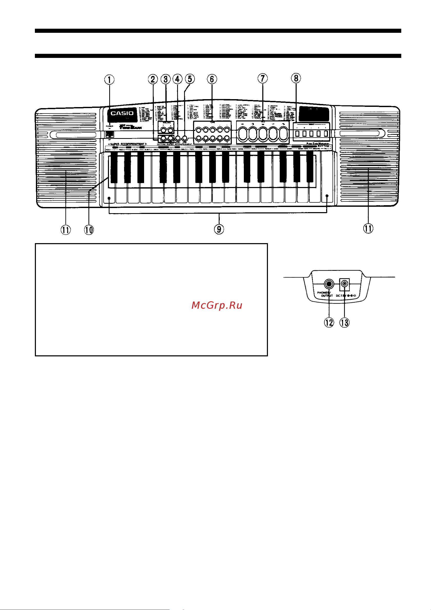 Casio SA-21 [2/8] Описание каждой части