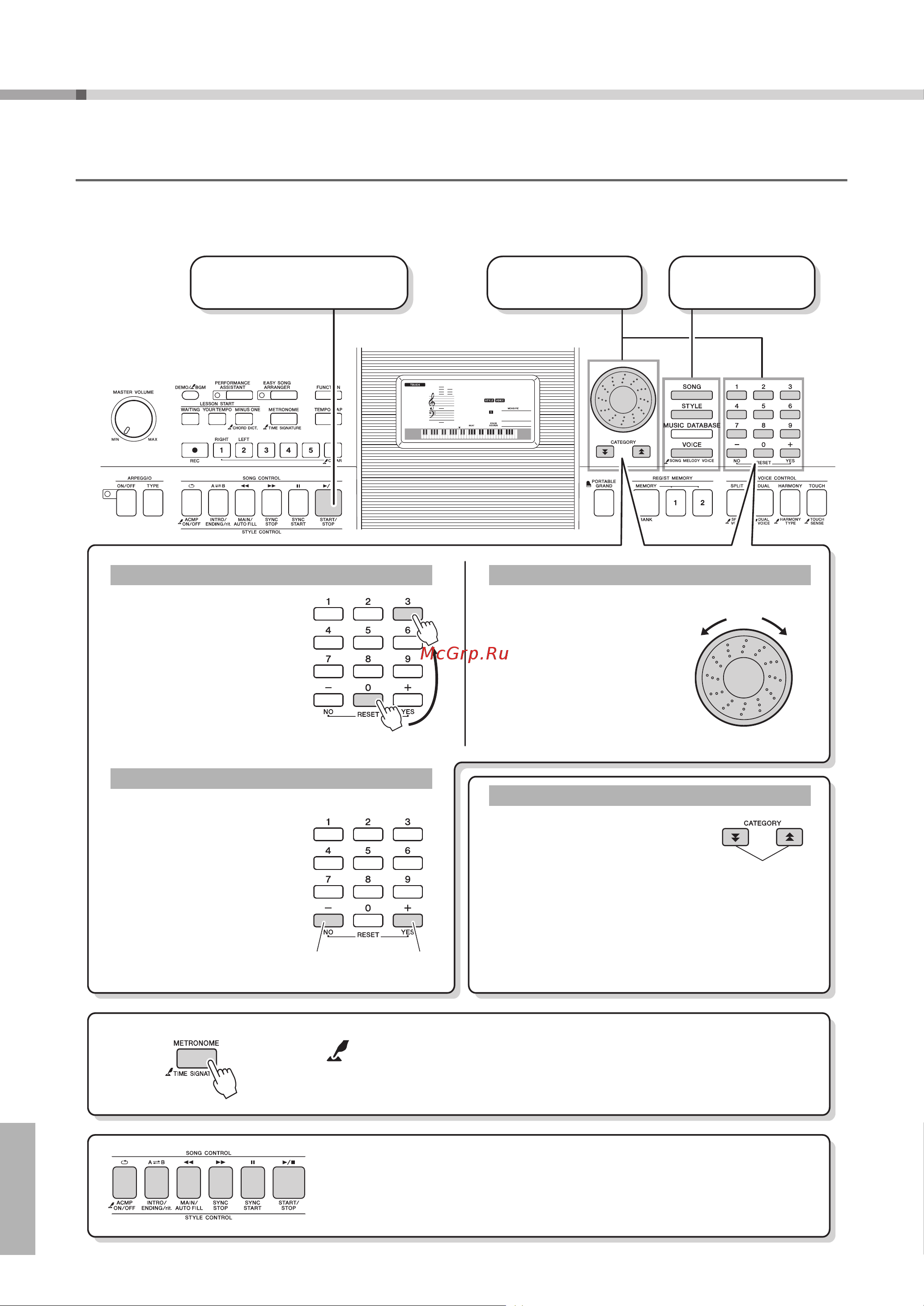 Yamaha PSR-E423 [14/92] Основные операции и отображения экрана