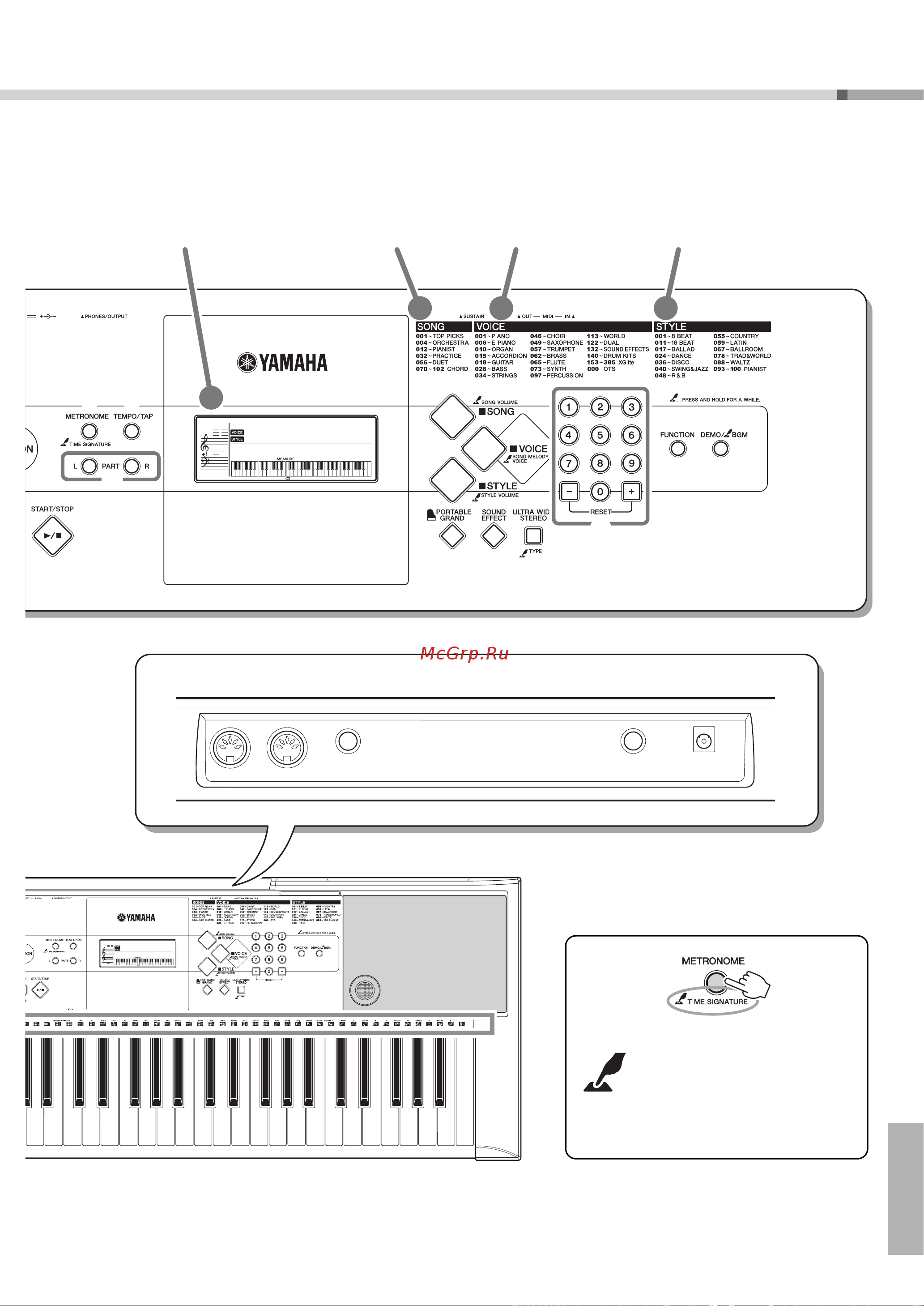 Yamaha YPT-230 [11/50] Панель управления и разъемы