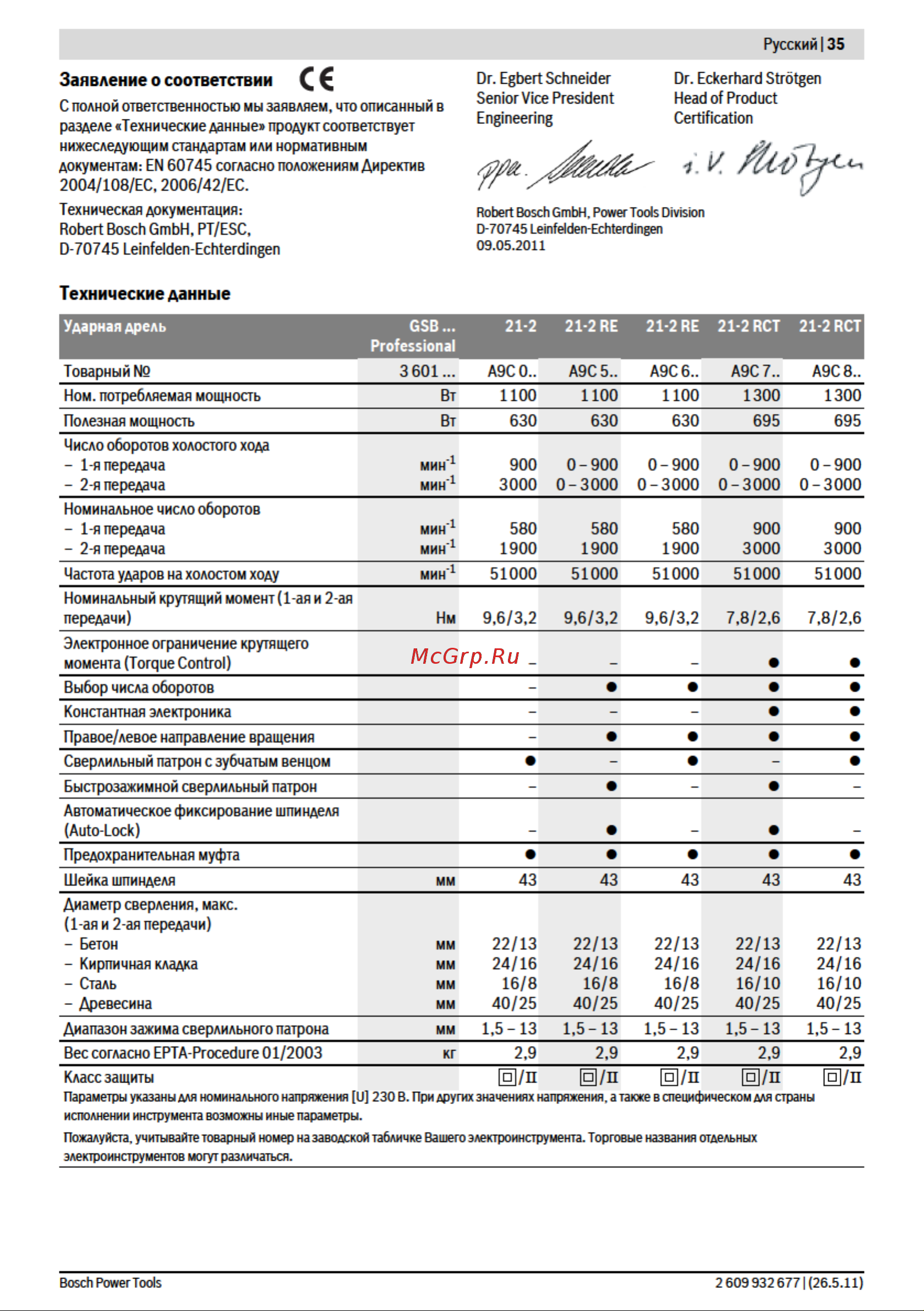 Bosch GSB 21 2 RCT Руководство по эксплуатации онлайн [9/19] 698483