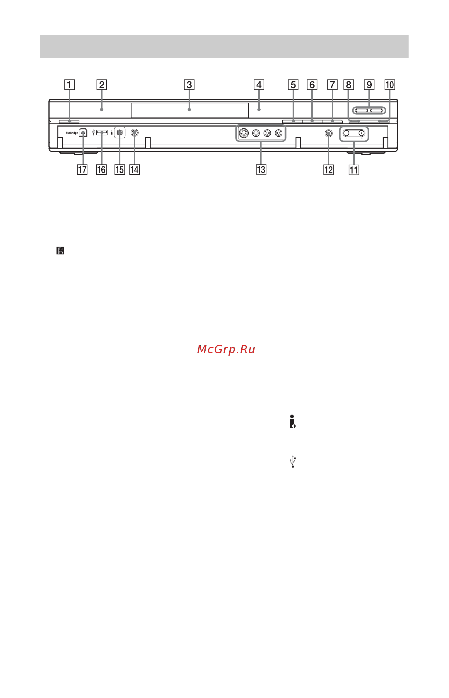 Sony RDR-HX980 B [12/176] Передняя панель