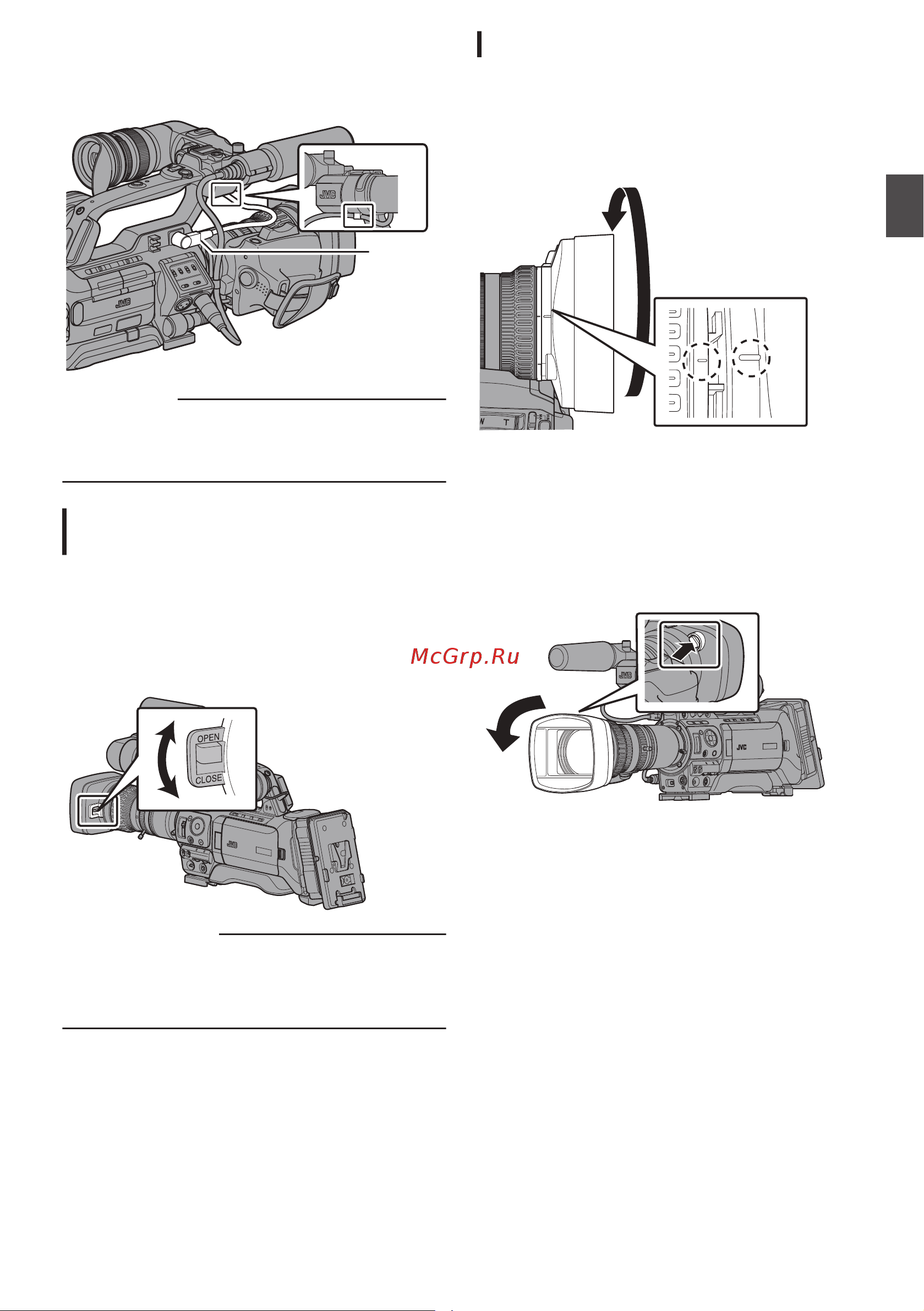 JVC GY-HM850E (U) [25/216] Открывание закрывание крышки объектива