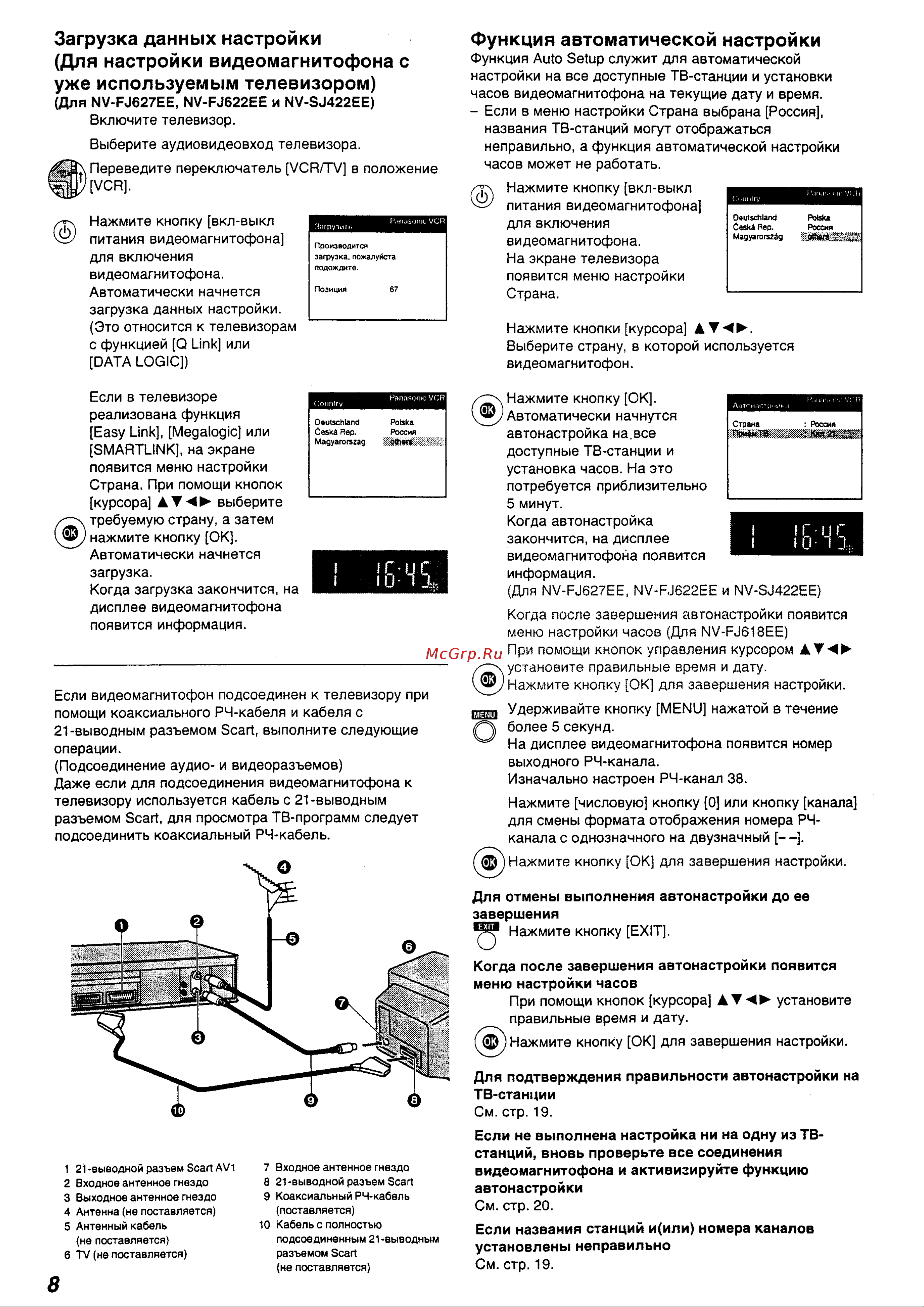 Panasonic NV-FJ618EE_NV-FJ622EE_NV-FJ627EE_NV-SJ422EE Руководство по эксплуатации онлайн [8/28] 699613