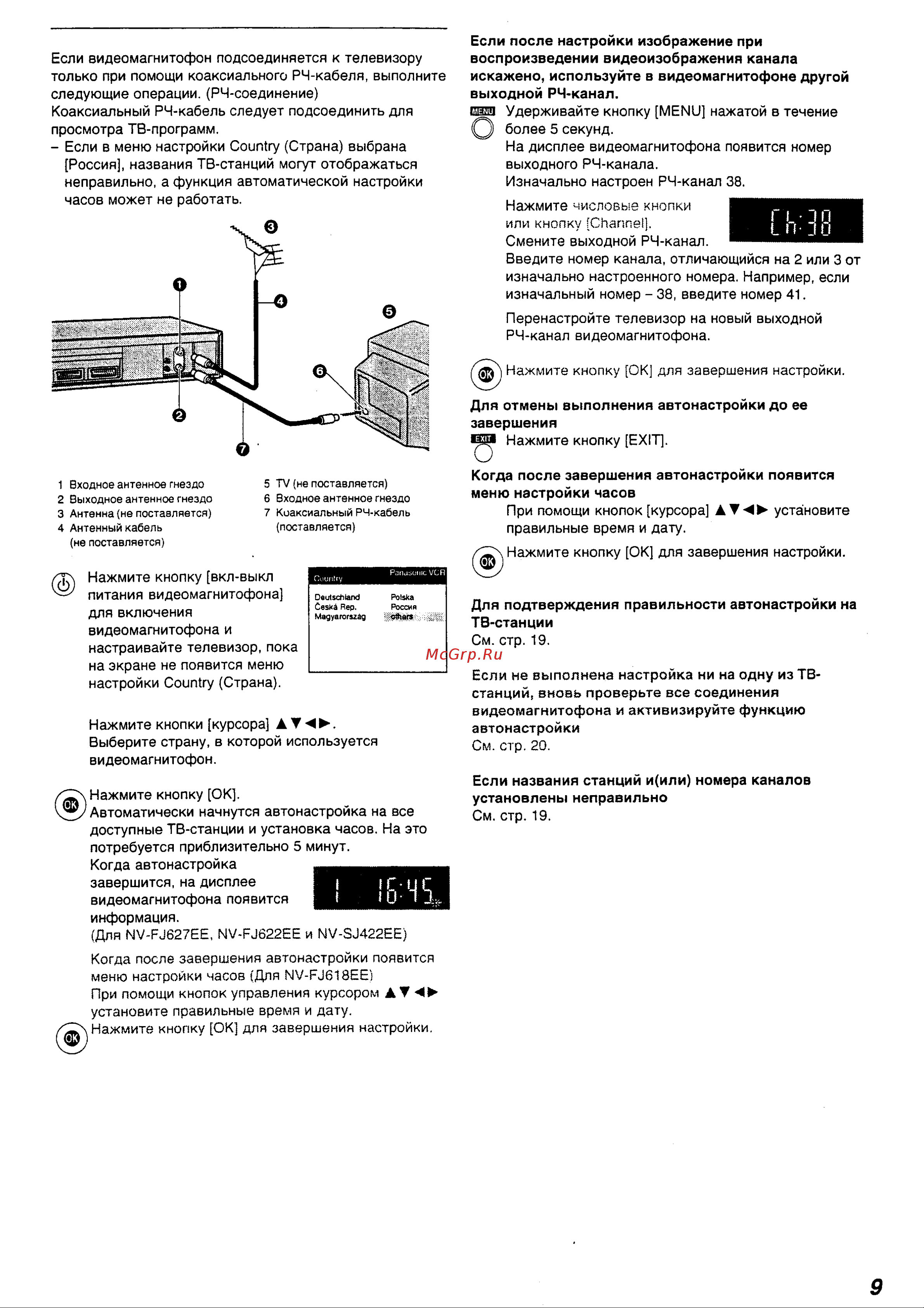 Panasonic NV-FJ618EE_NV-FJ622EE_NV-FJ627EE_NV-SJ422EE Руководство по эксплуатации онлайн [9/28] 699613