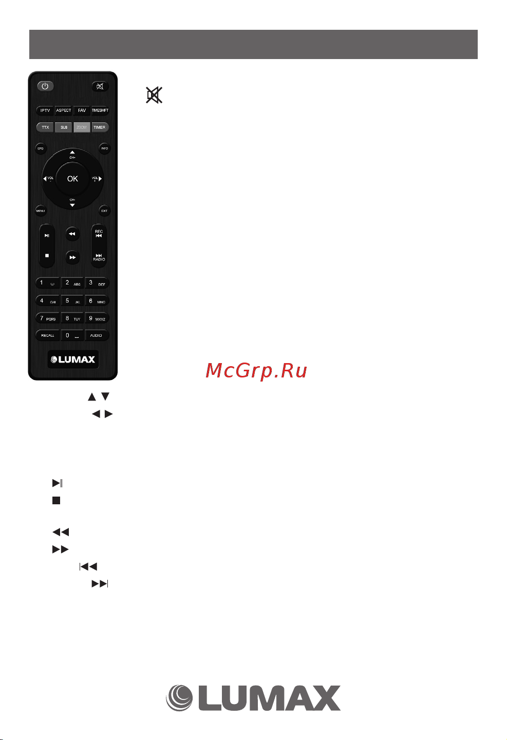 Lumax DV-2118HD [8/40] Пульт дистанционного управления