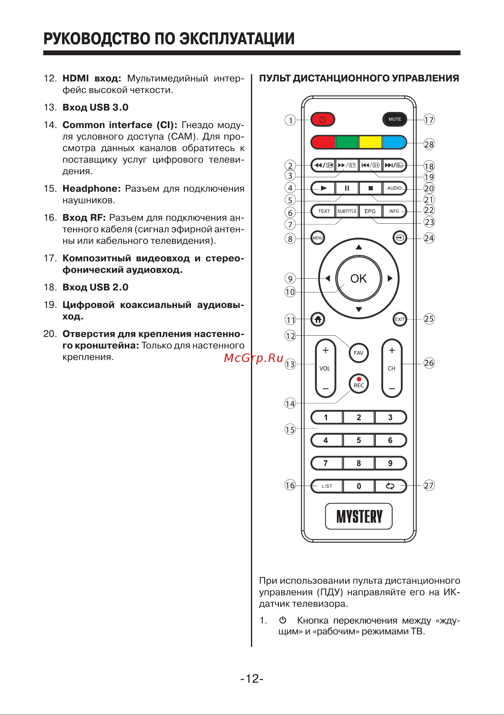 Mystery MTV-4331LTA2 Руководство по эксплуатации онлайн [12/35] 700887