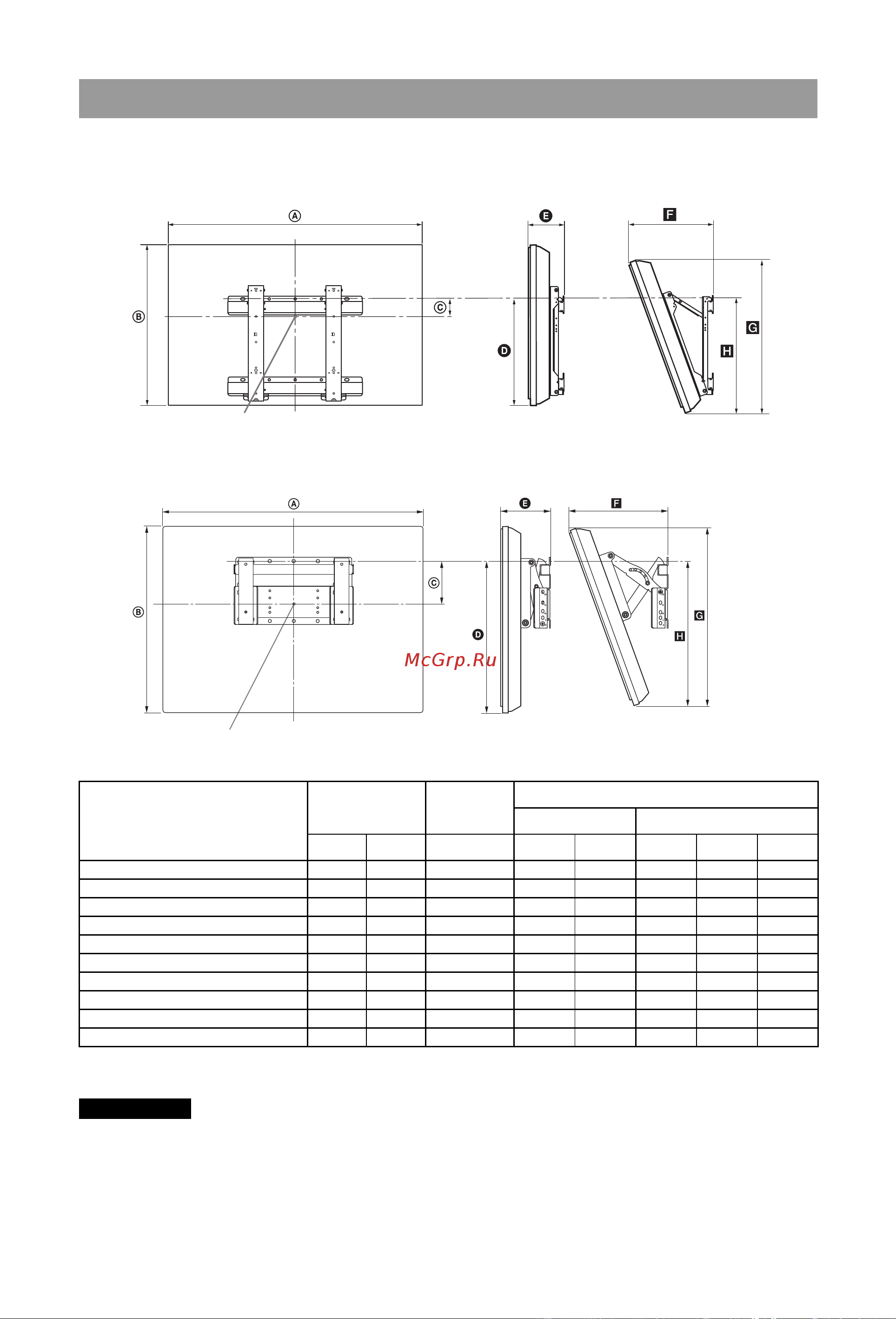 Sony KDL-32EX403 [14/19] Таблица установочных размеров телевизора