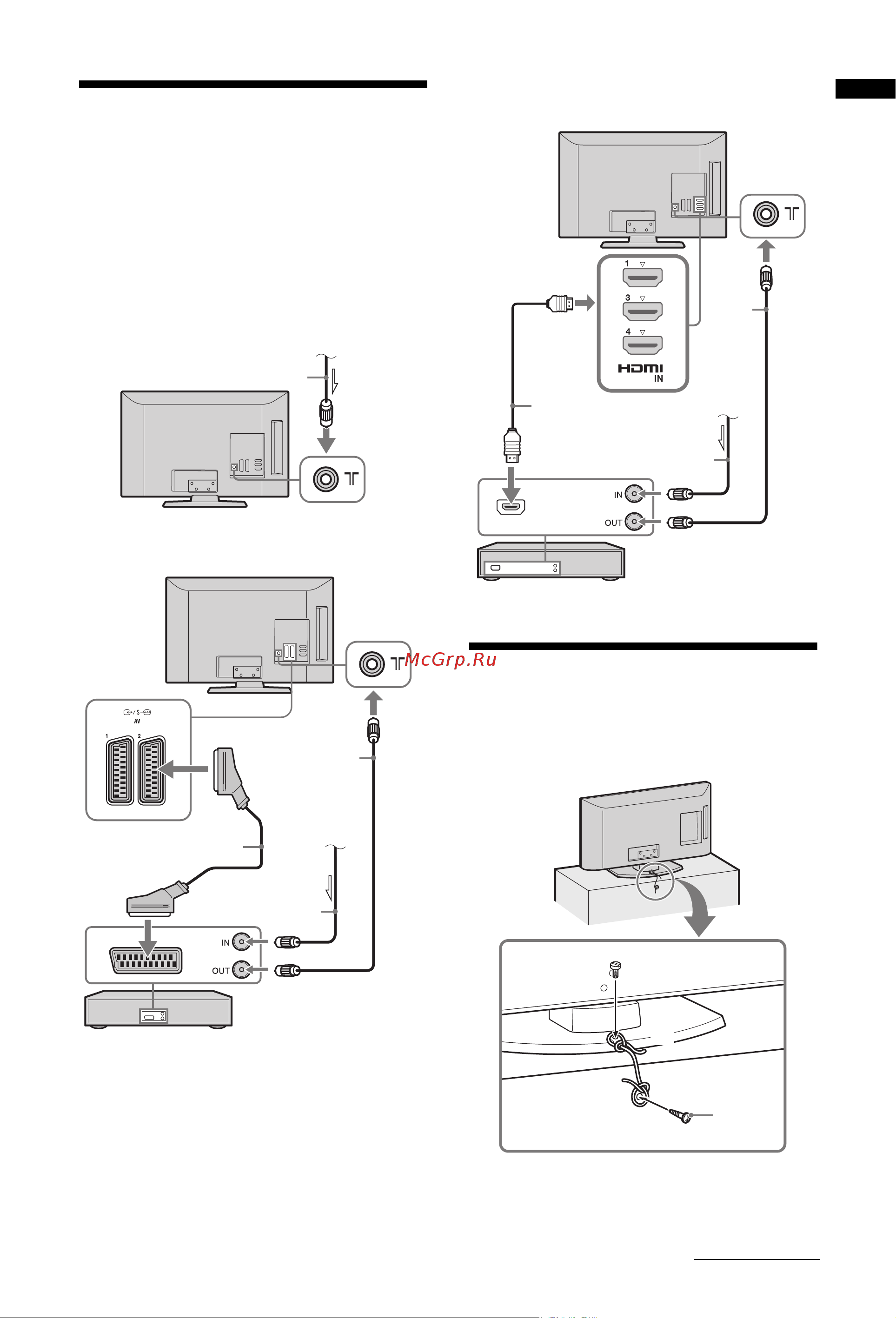 Sony KDL-46EX403 [5/19] Подключение антенны кабель видеомагнитофона пишущего dvd проигрывателя