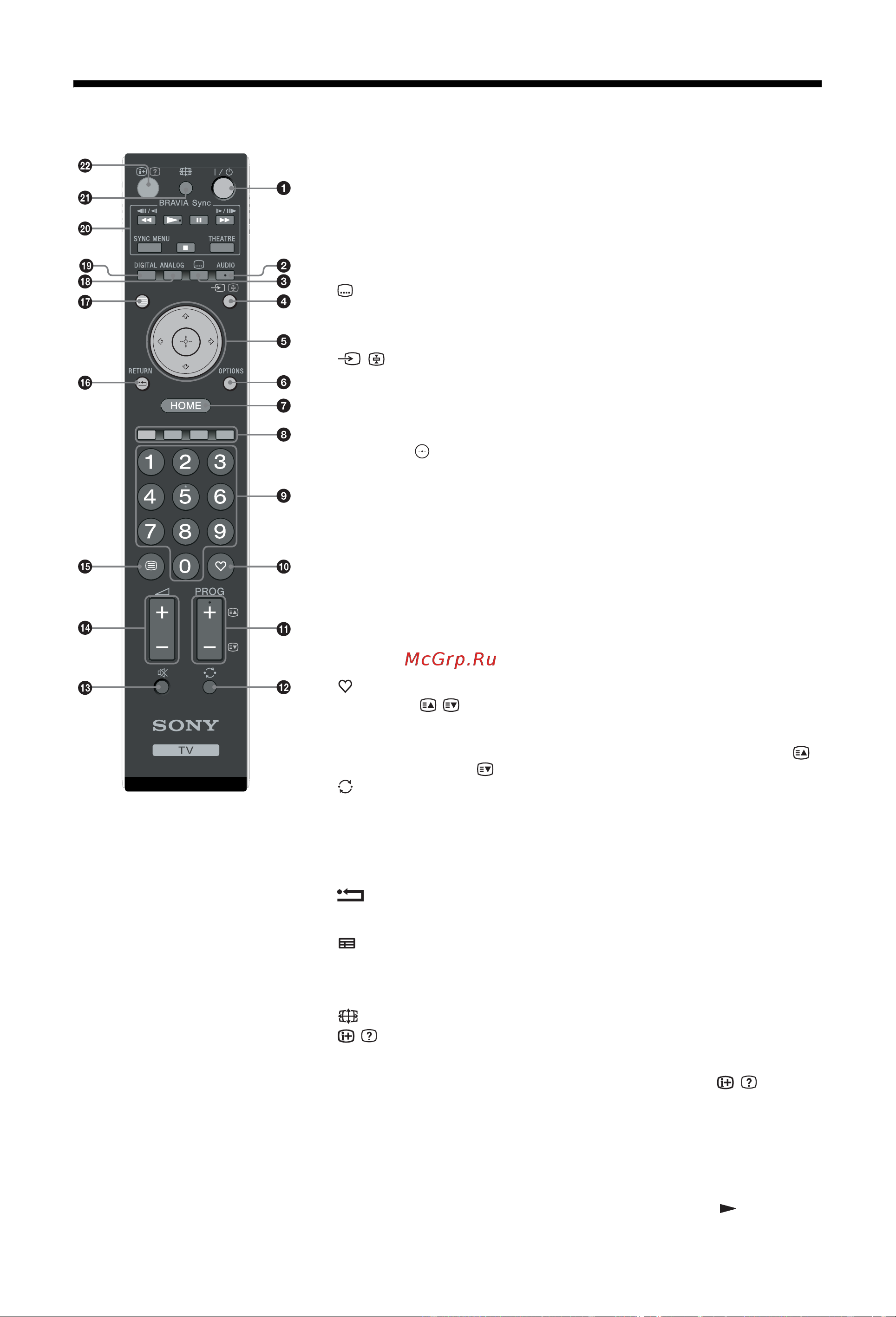Sony KDL-46W4210 [11/36] Описание пульта ду