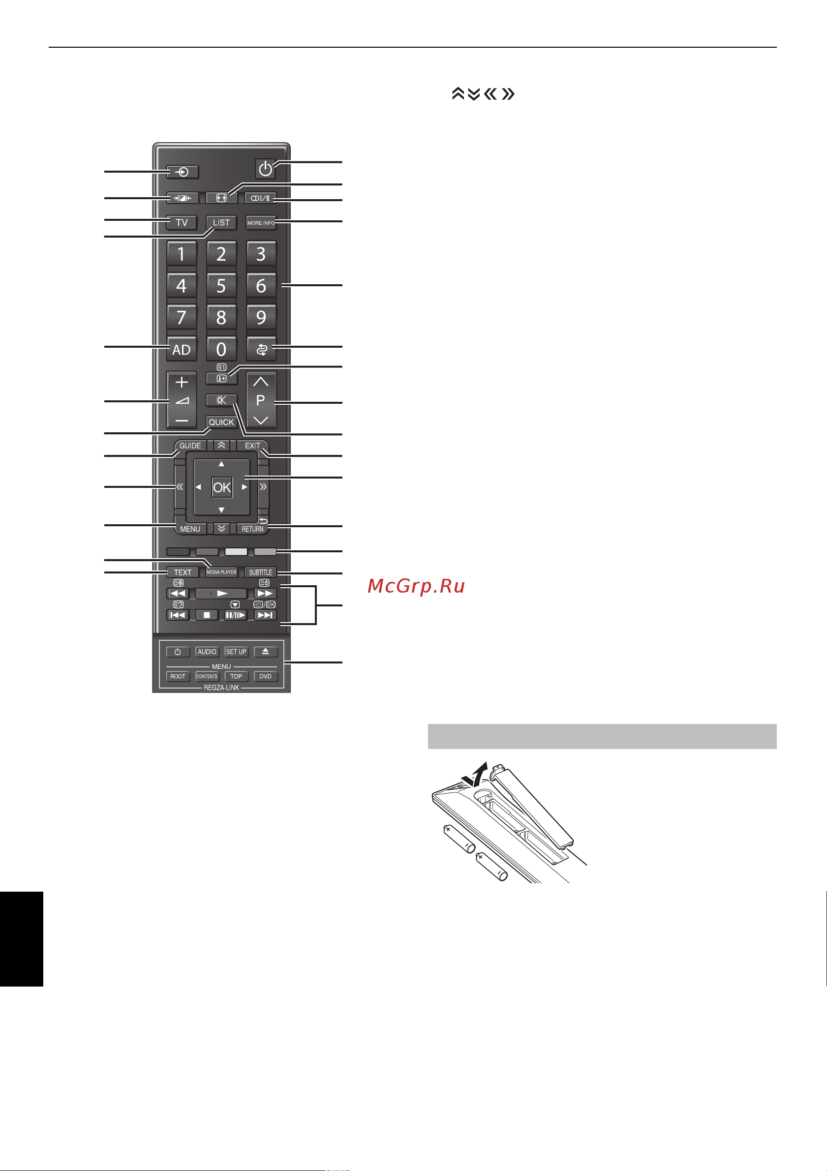 Toshiba 32RL833 [6/78] Пульт дистанционного управления
