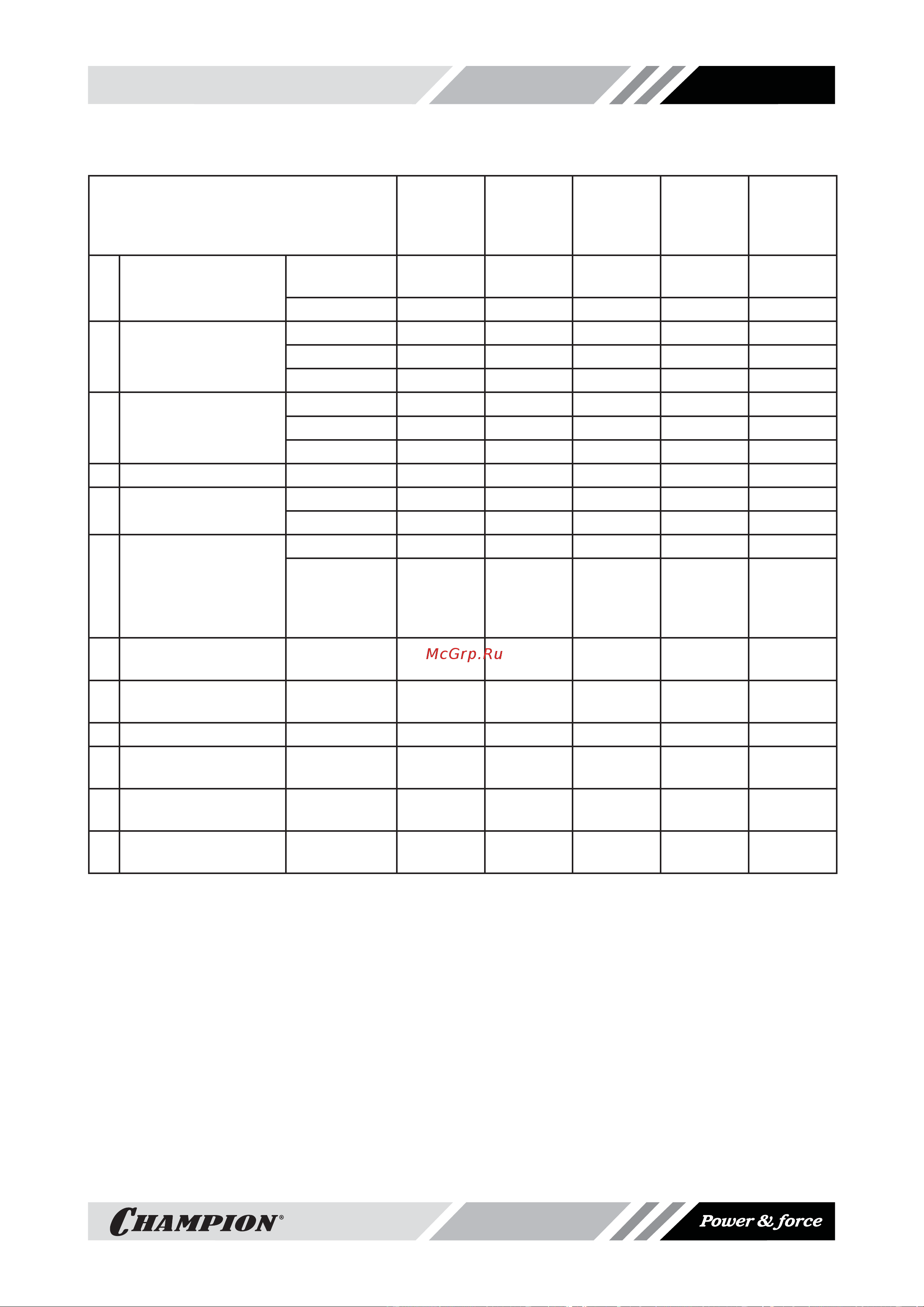 Champion BC5602.pdf [17/20] Таблица технического обслуживания