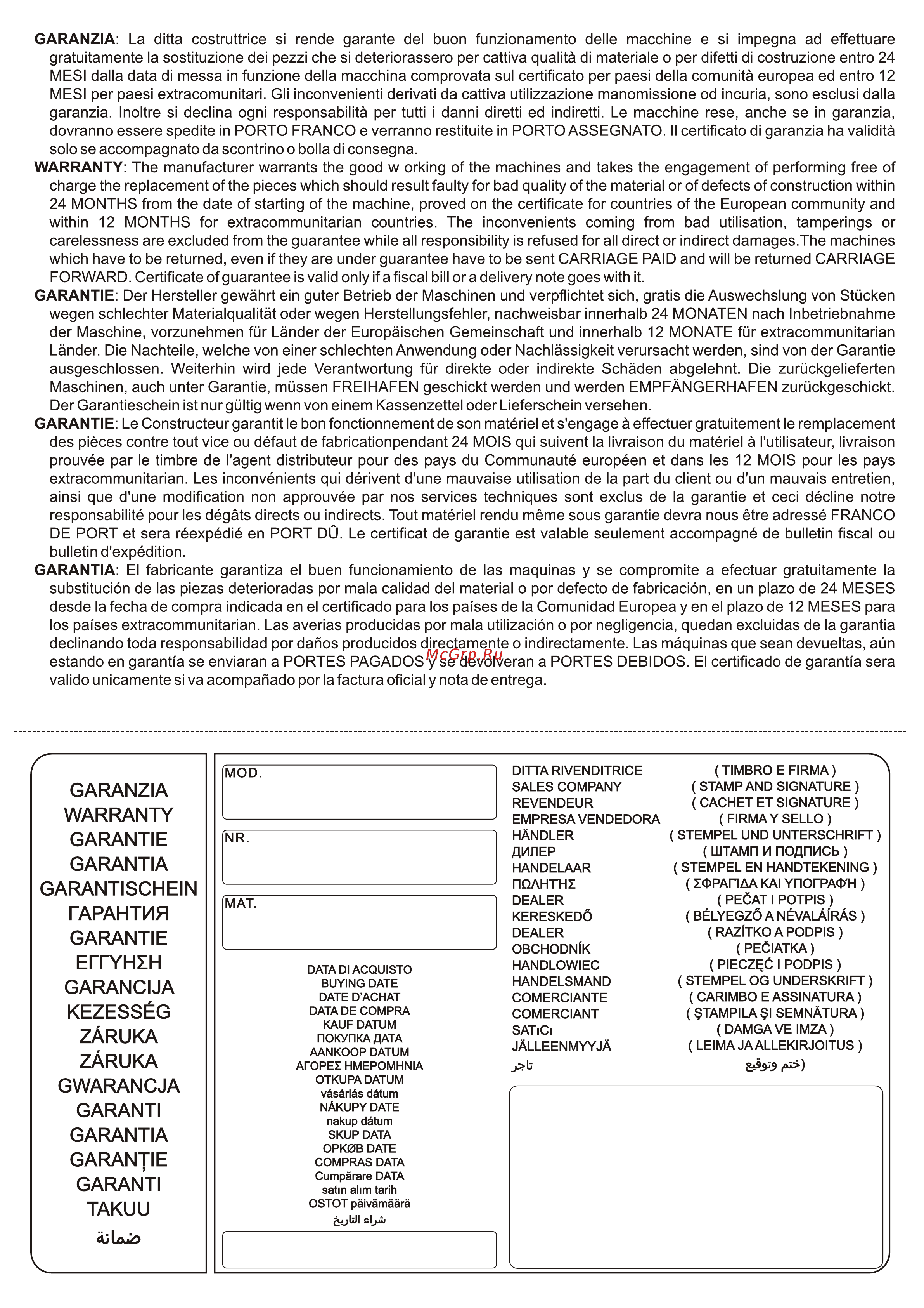 Awelco MIKROTIG 170 [19/20] Copertina penultima pdf