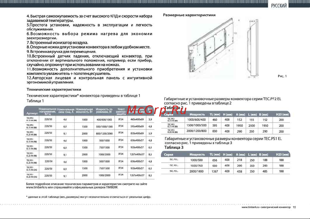 Timberk TEC.PS1 EL10 IN (BB) (OG) Руководство по эксплуатации онлайн [4/15] 705237