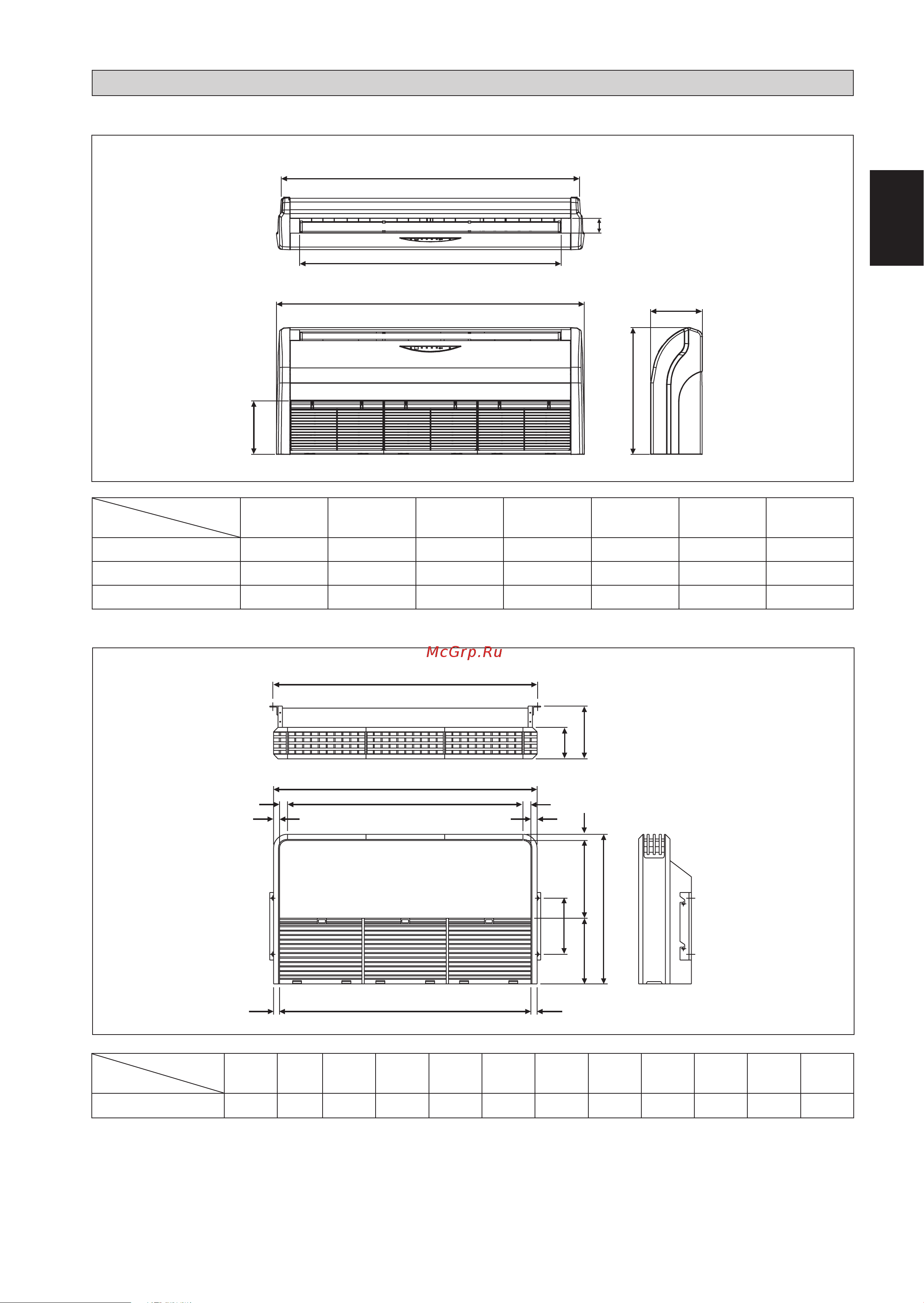 Daikin AHQ-C [15/124] Contour et dimensions