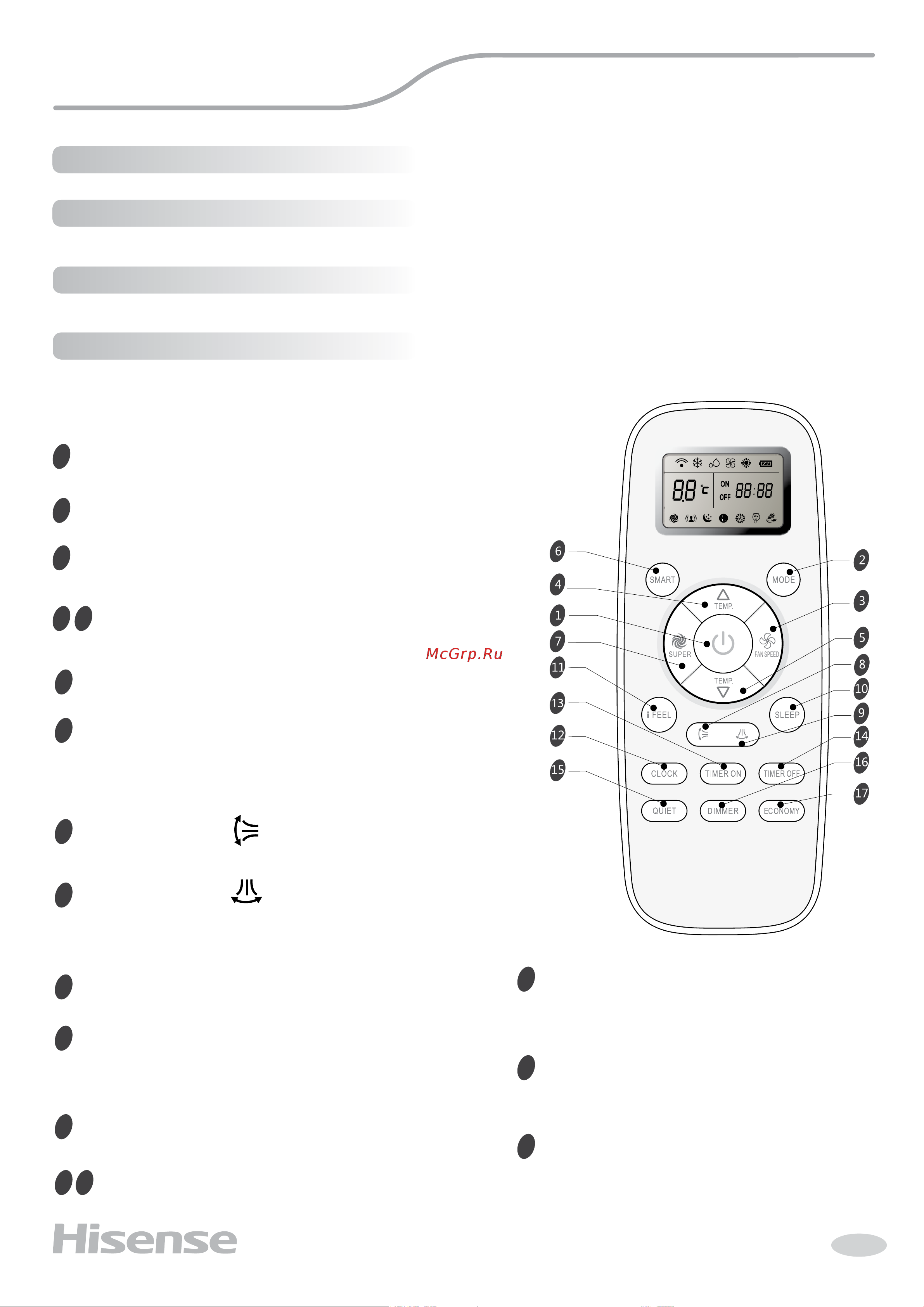 Hisense AMS-09UR4SVEDB65 [19/41] Описание пульта ду