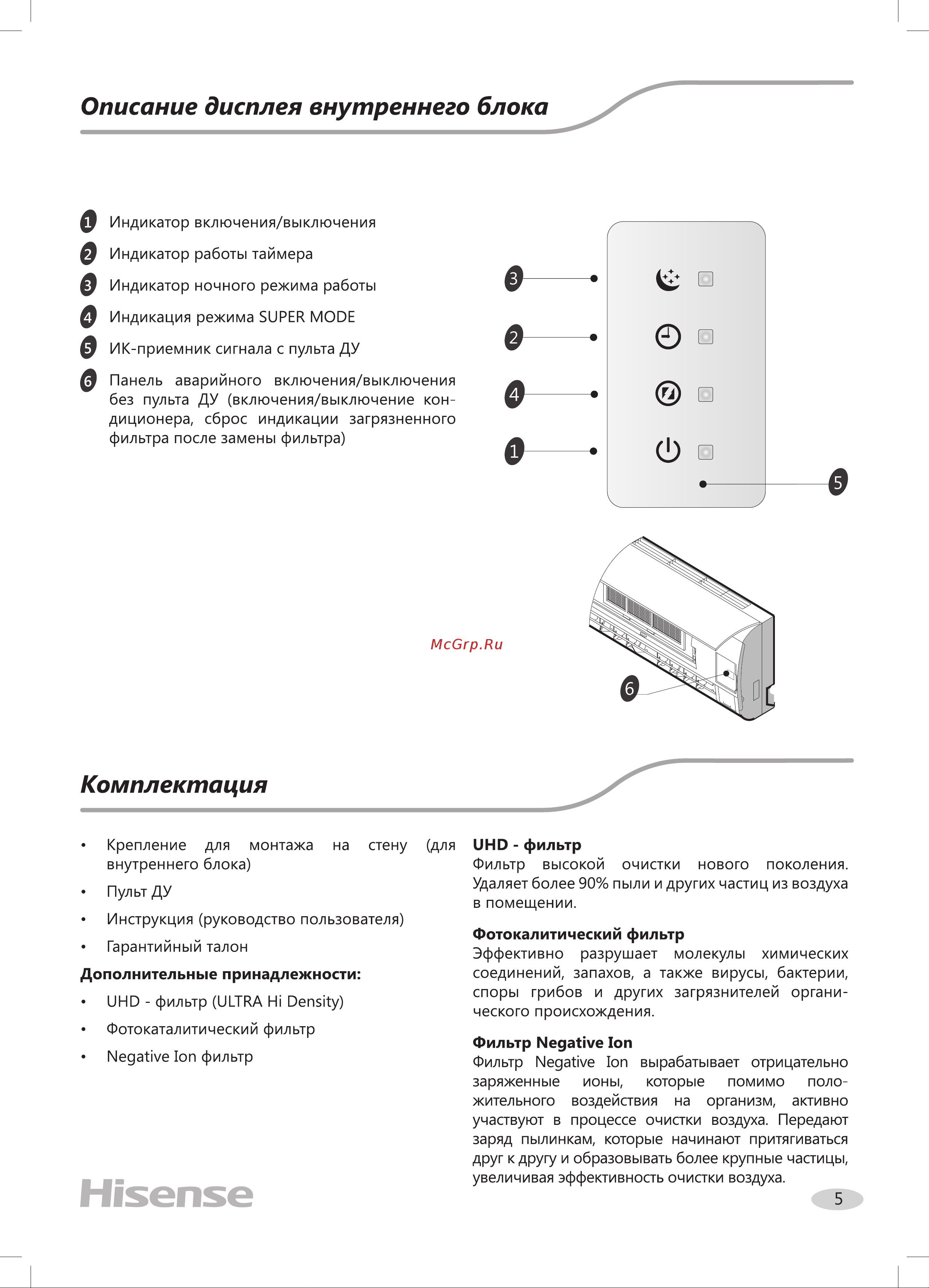 Hisense AS-12HR4SVDDEB1 Руководство по эксплуатации онлайн [5/18] 705818
