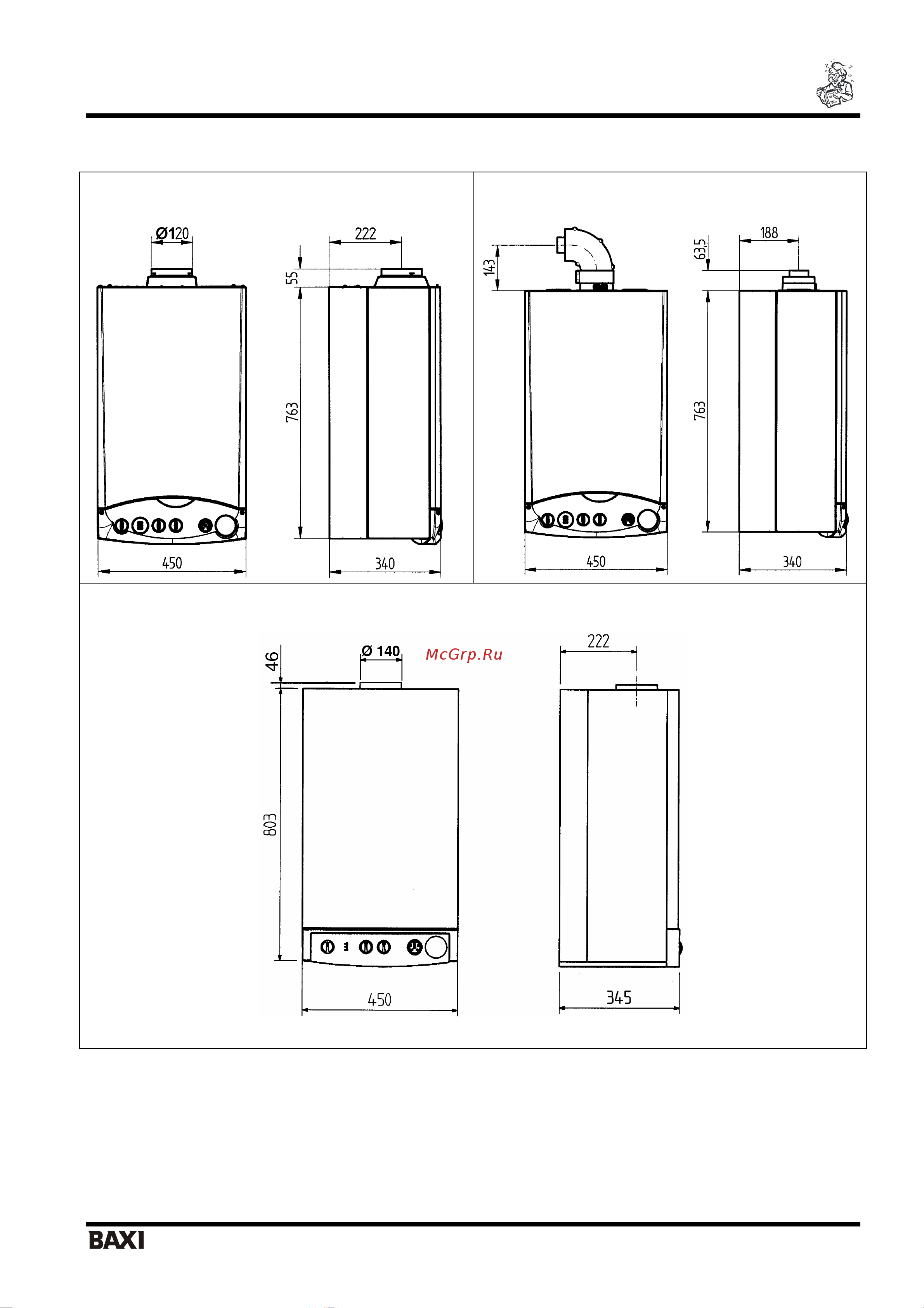 Baxi ECO 1.240 Fi [9/33] Габаритные размеры котла