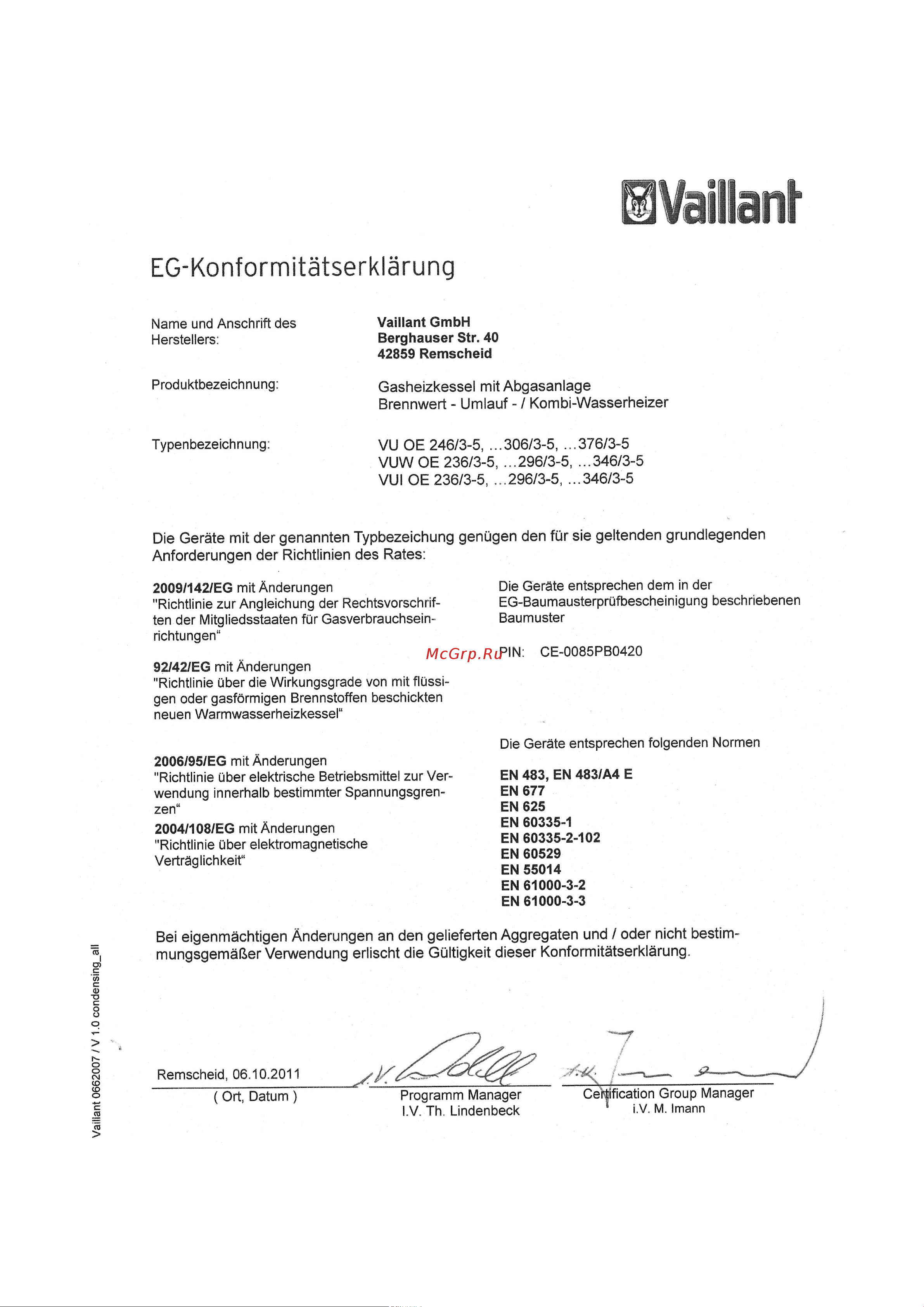Vaillant ecoTEC plus VUW OE 2363-5 [59/60] Приложение 14