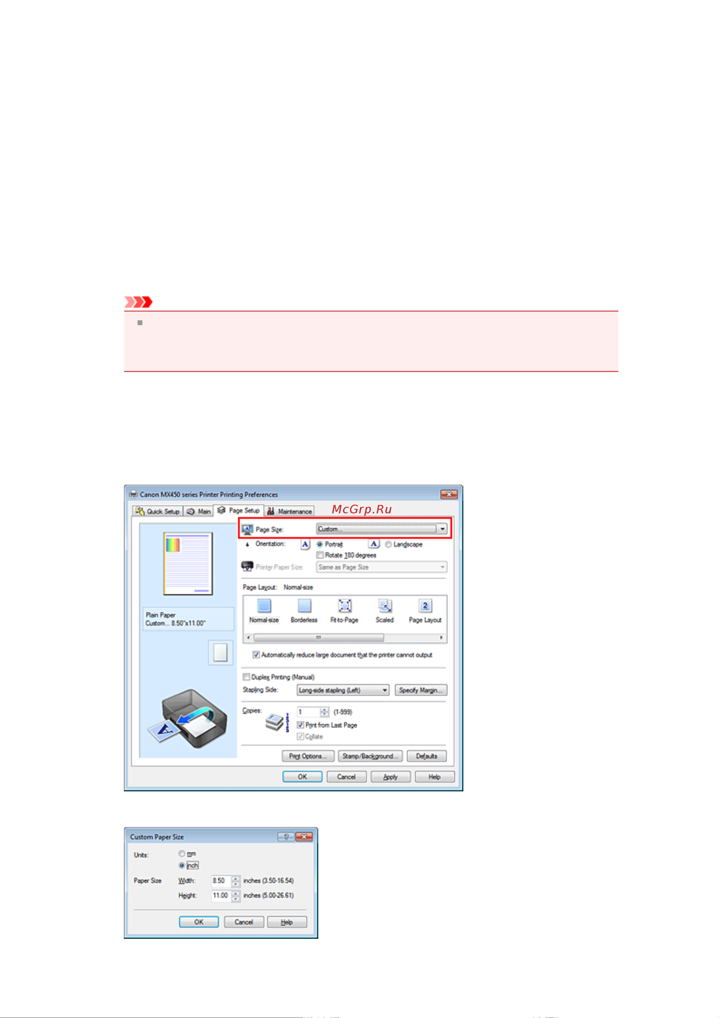 Canon PIXMA MX454 [262/897] Откройте окно настройки драйвера принтера