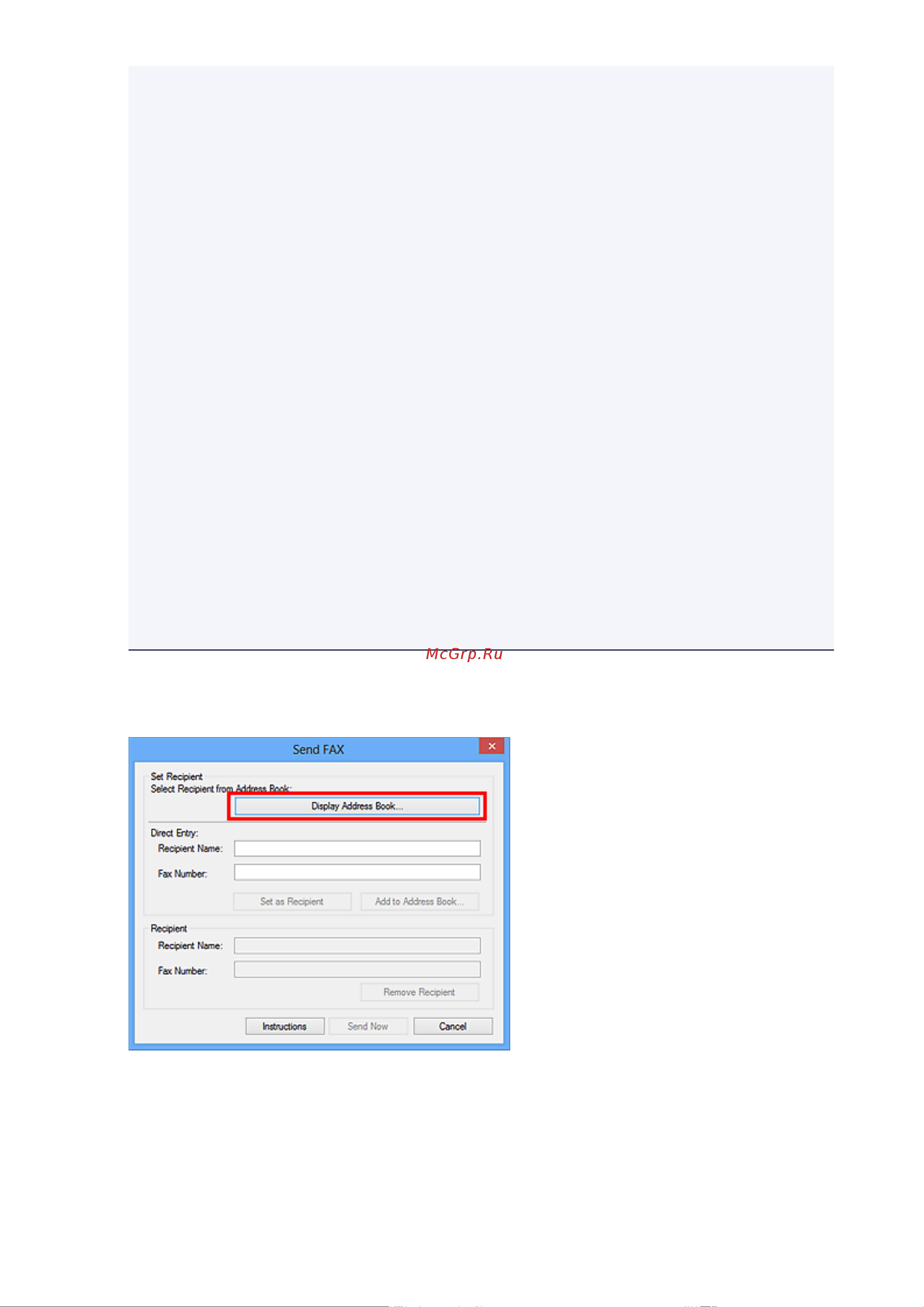 Canon PIXMA MX475 [756/980] Получателя set recipient диалогового окна отправка факса send fax