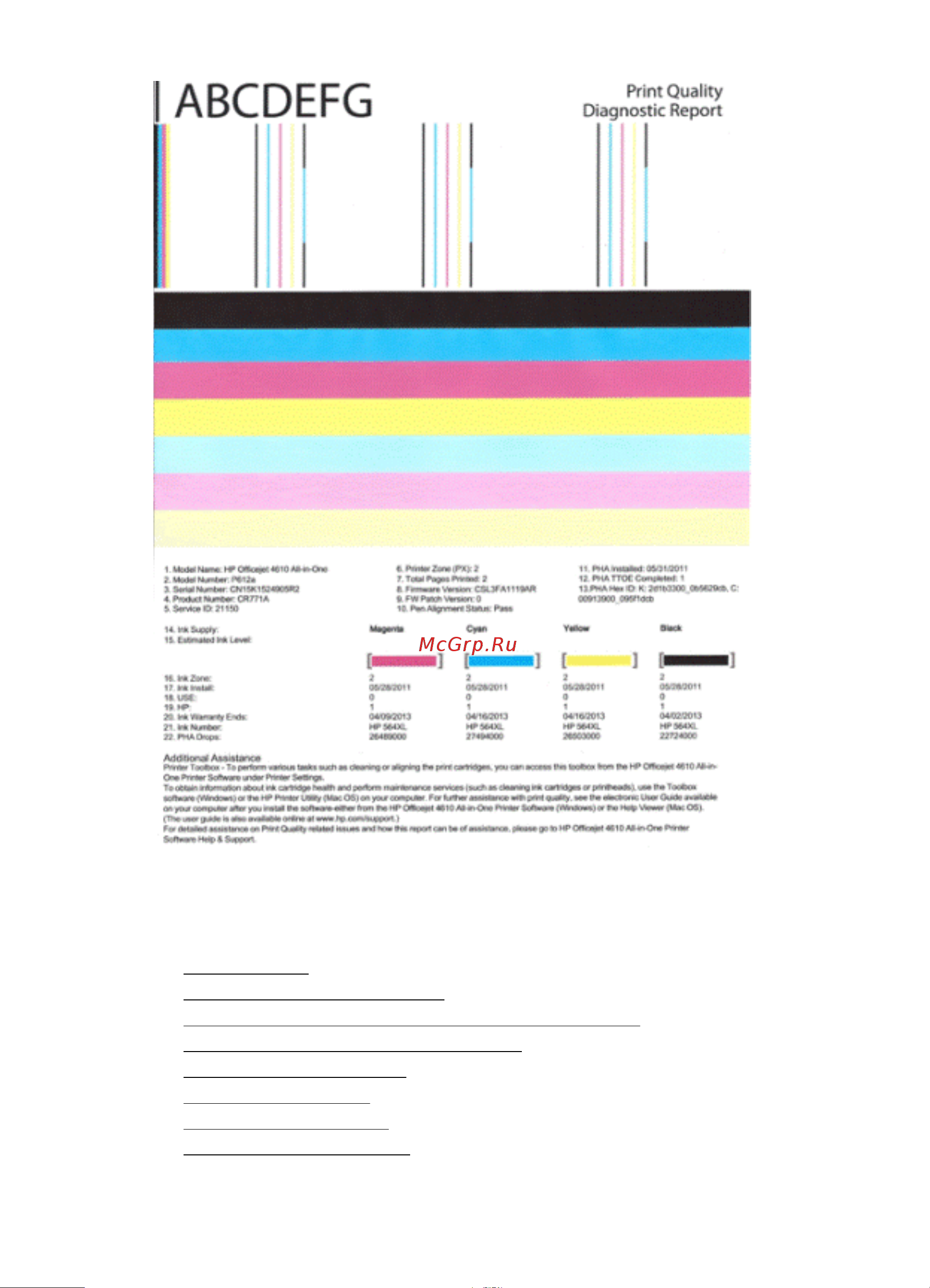 HP Deskjet Ink Advantage 4620 [150/258] Проверка отчета о качестве печати страницы диагностики