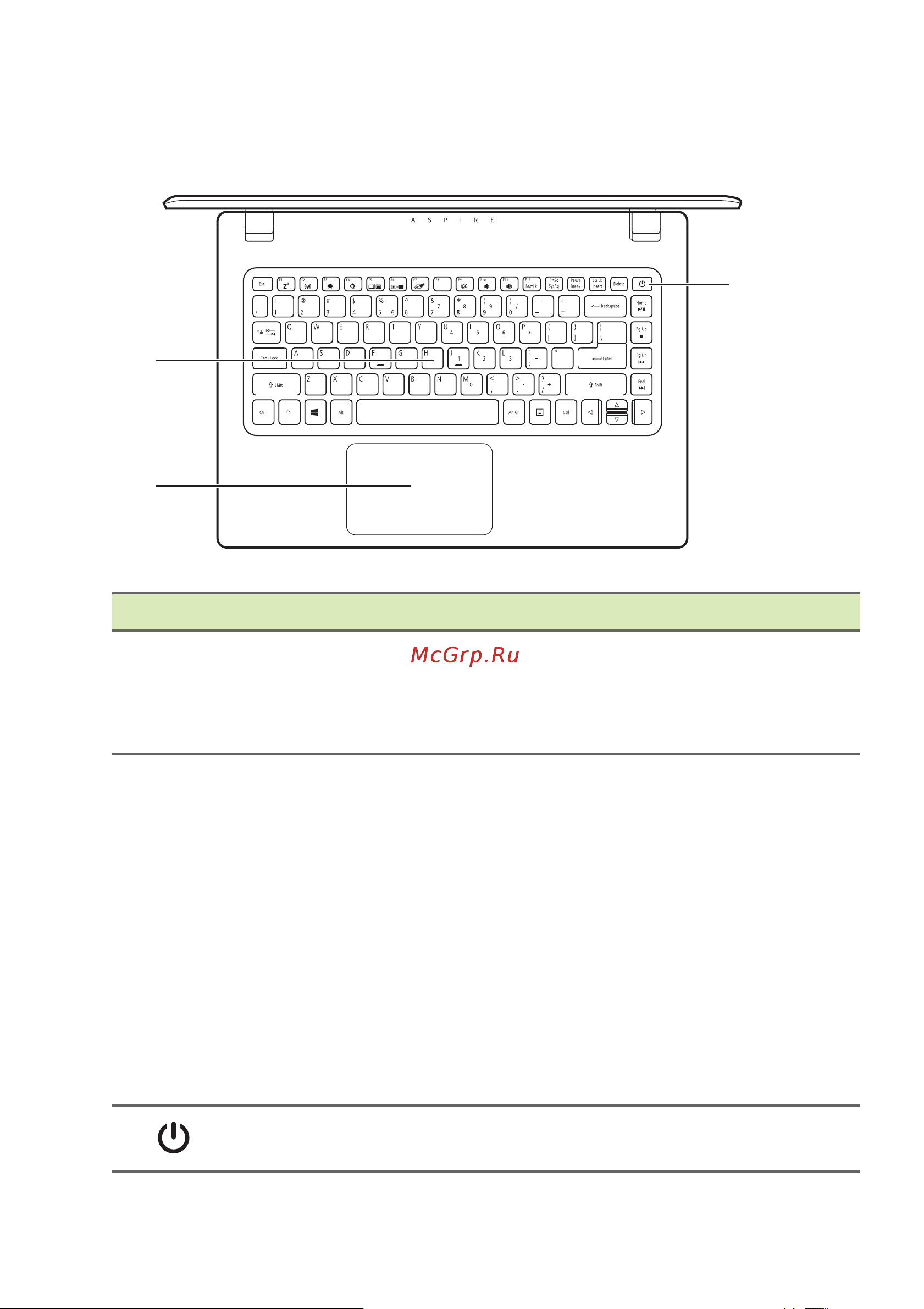 Acer Aspire A314-21 [11/84] Вид клавиатуры