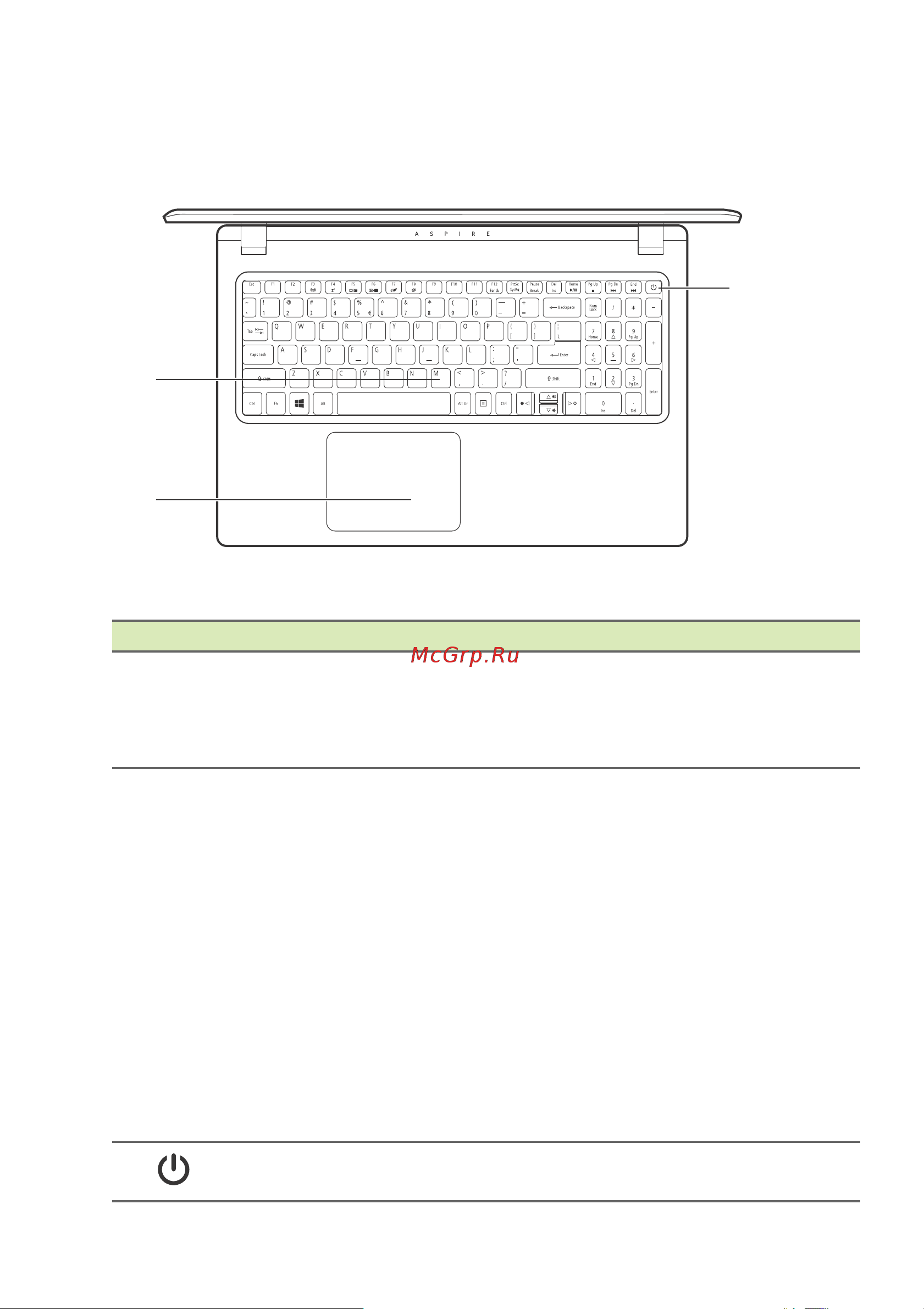 Acer Aspire A315-52 [11/87] Вид клавиатуры