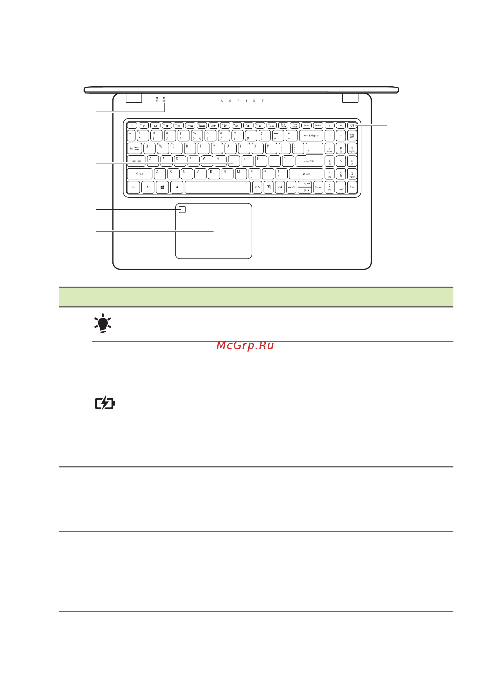 Acer Aspire A515-43(G) [11/88] Вид клавиатуры