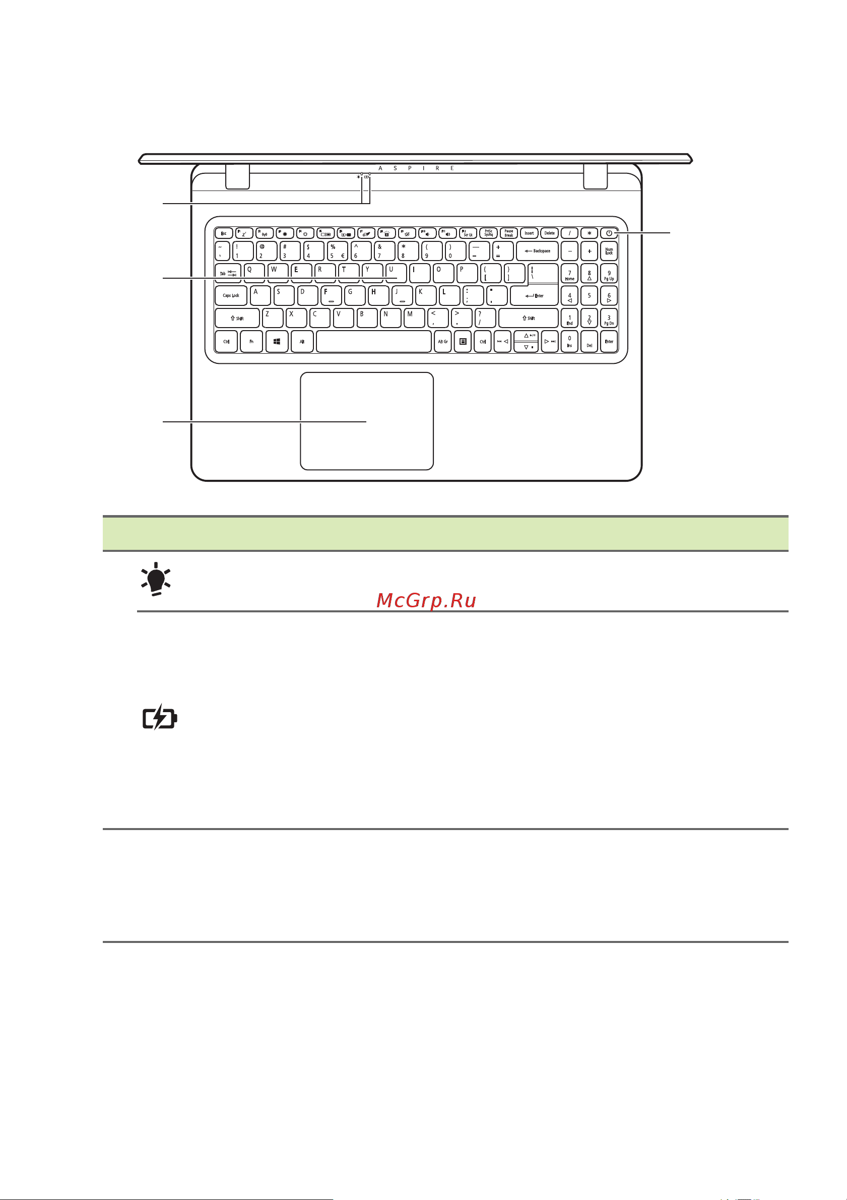 Acer Aspire A515-53(G) (K) (KG) [11/87] Вид клавиатуры
