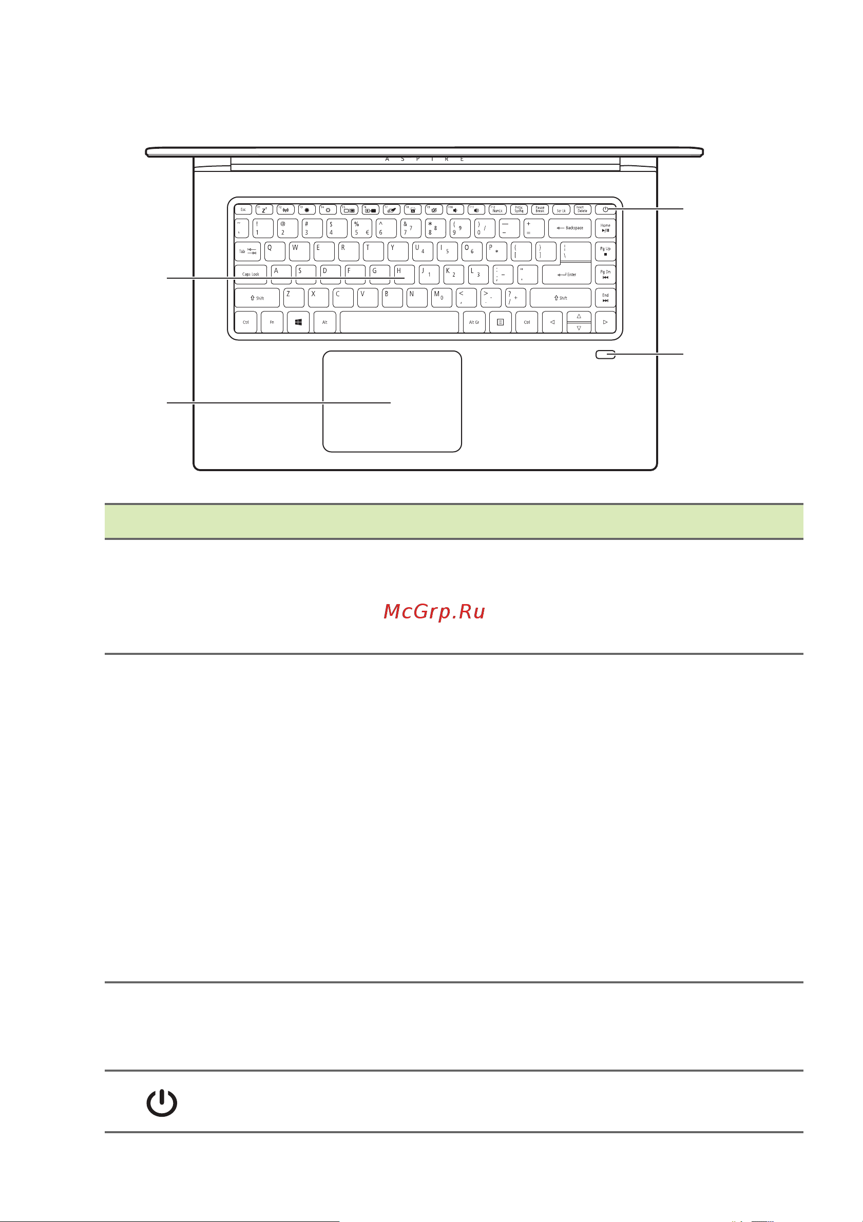 Acer Aspire A715-73G [11/90] Вид клавиатуры