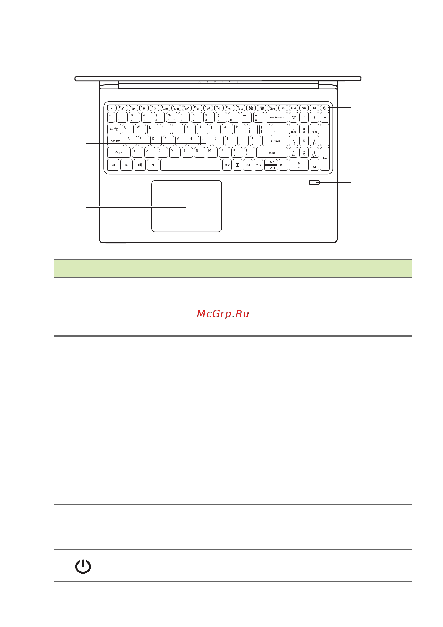 Acer Aspire A715-74G [11/90] Вид клавиатуры