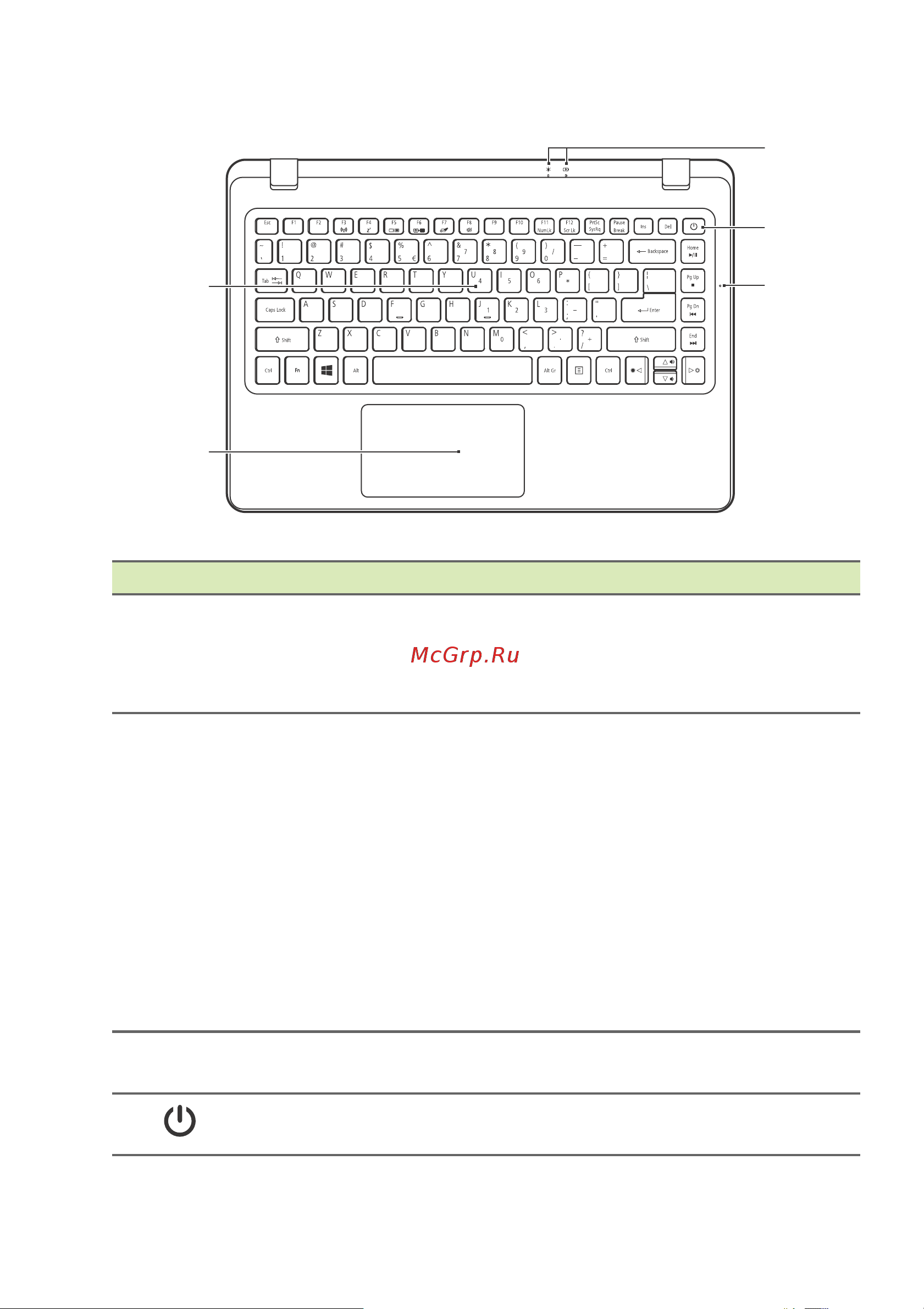 Acer Aspire ES1-332 [11/90] Вид клавиатуры