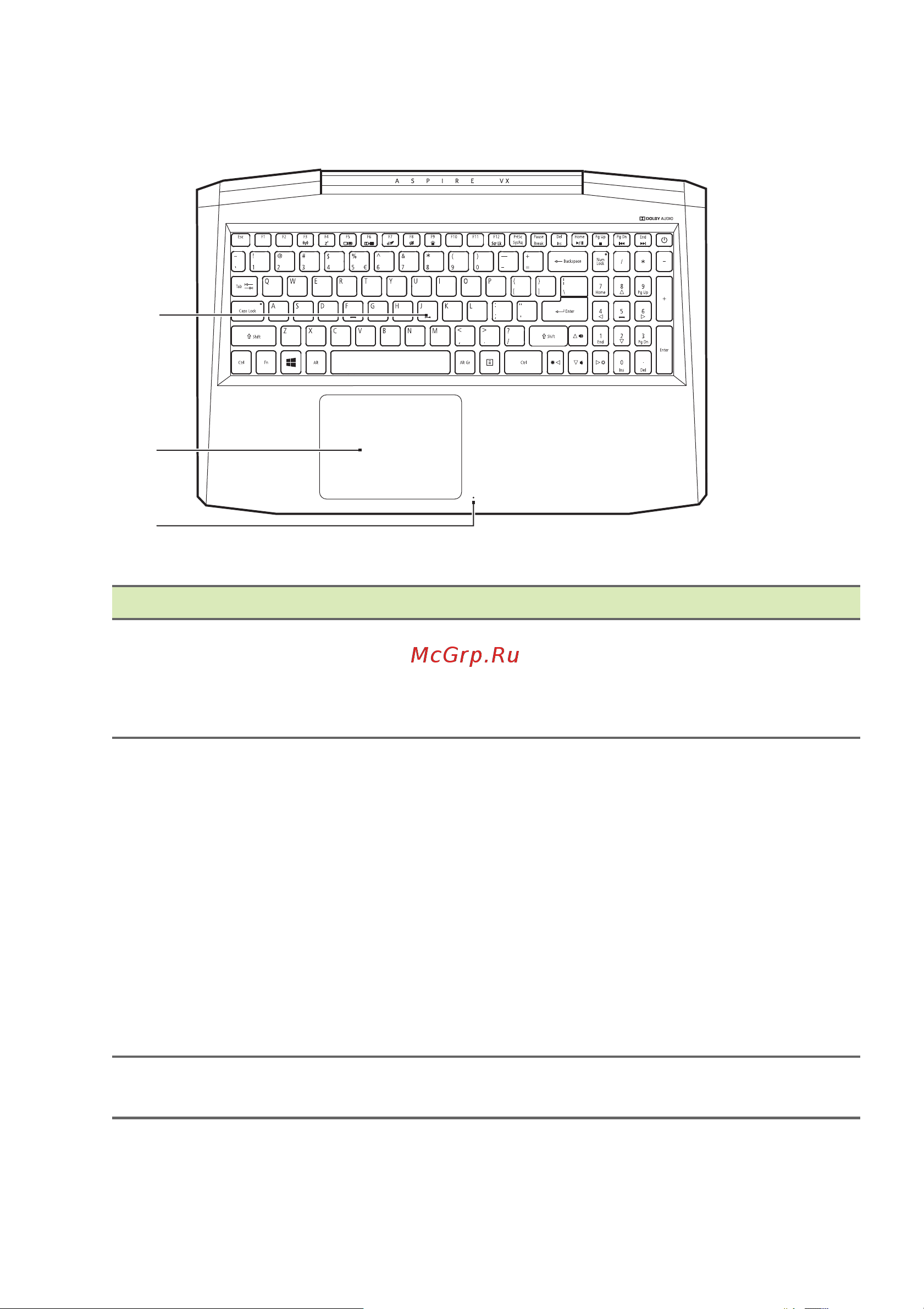Acer Aspire VX5-591G [11/88] Вид клавиатуры