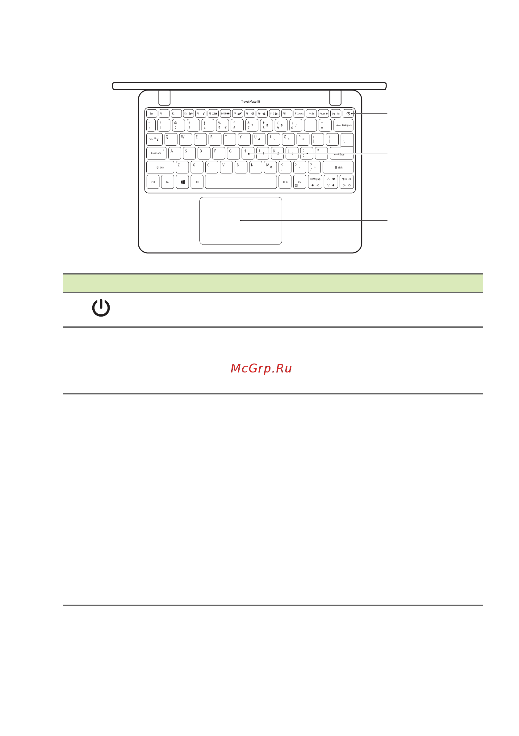 Acer TravelMate B117-M [11/103] Вид клавиатуры