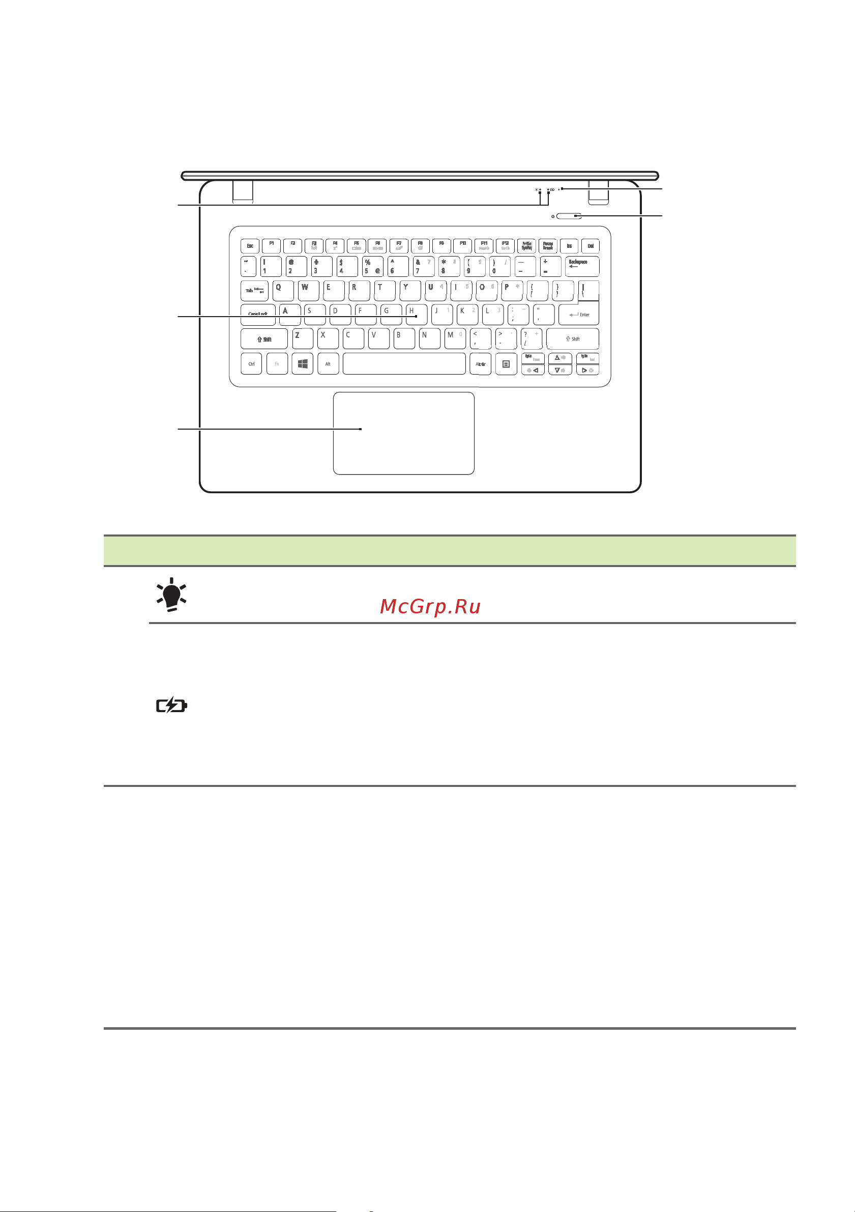 Acer TravelMate P236-M [10/124] Вид клавиатуры