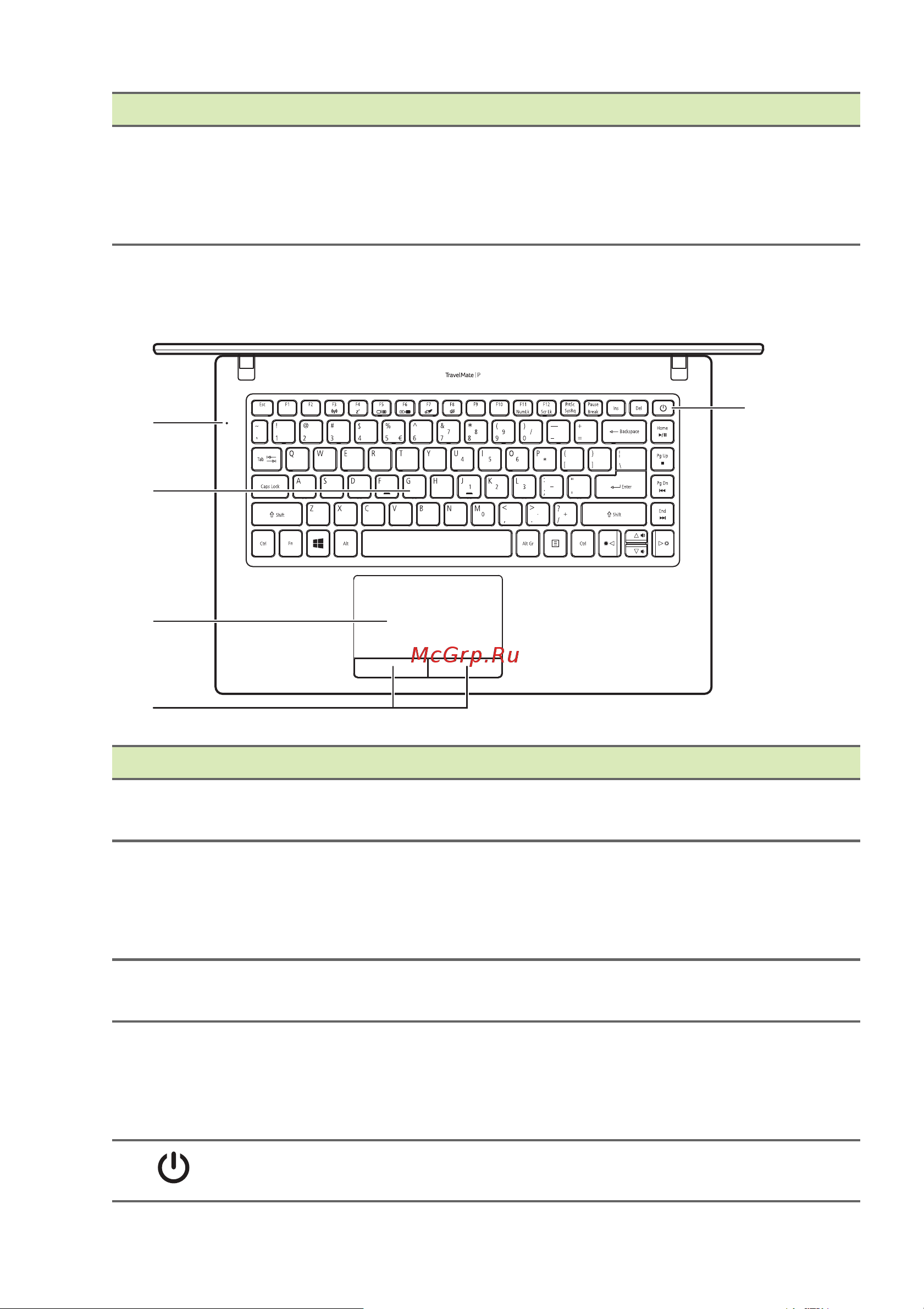 Acer TravelMate P2410-G2 [11/92] Вид клавиатуры