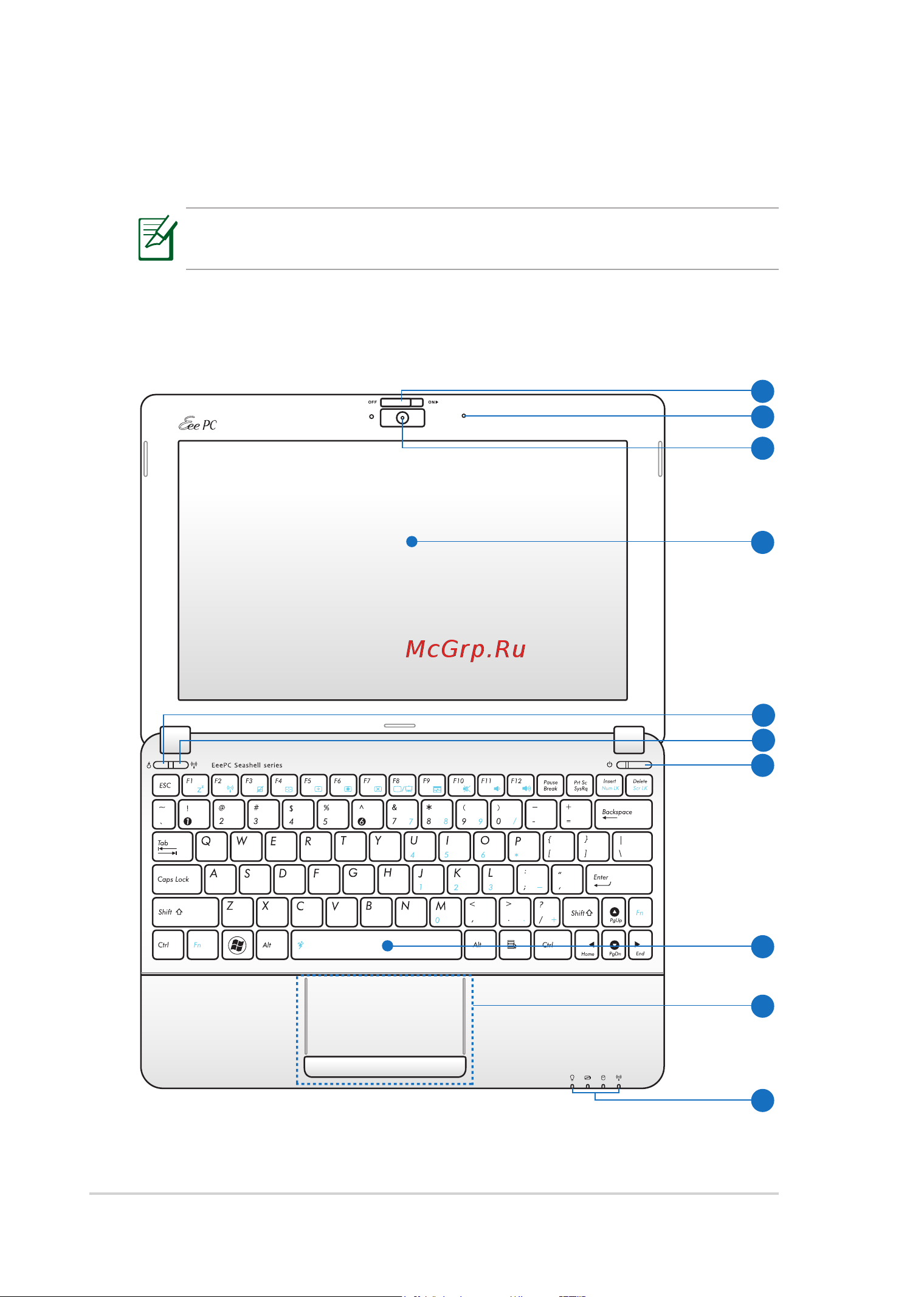 Asus EeePC_1015 [10/66] Верхняя сторона