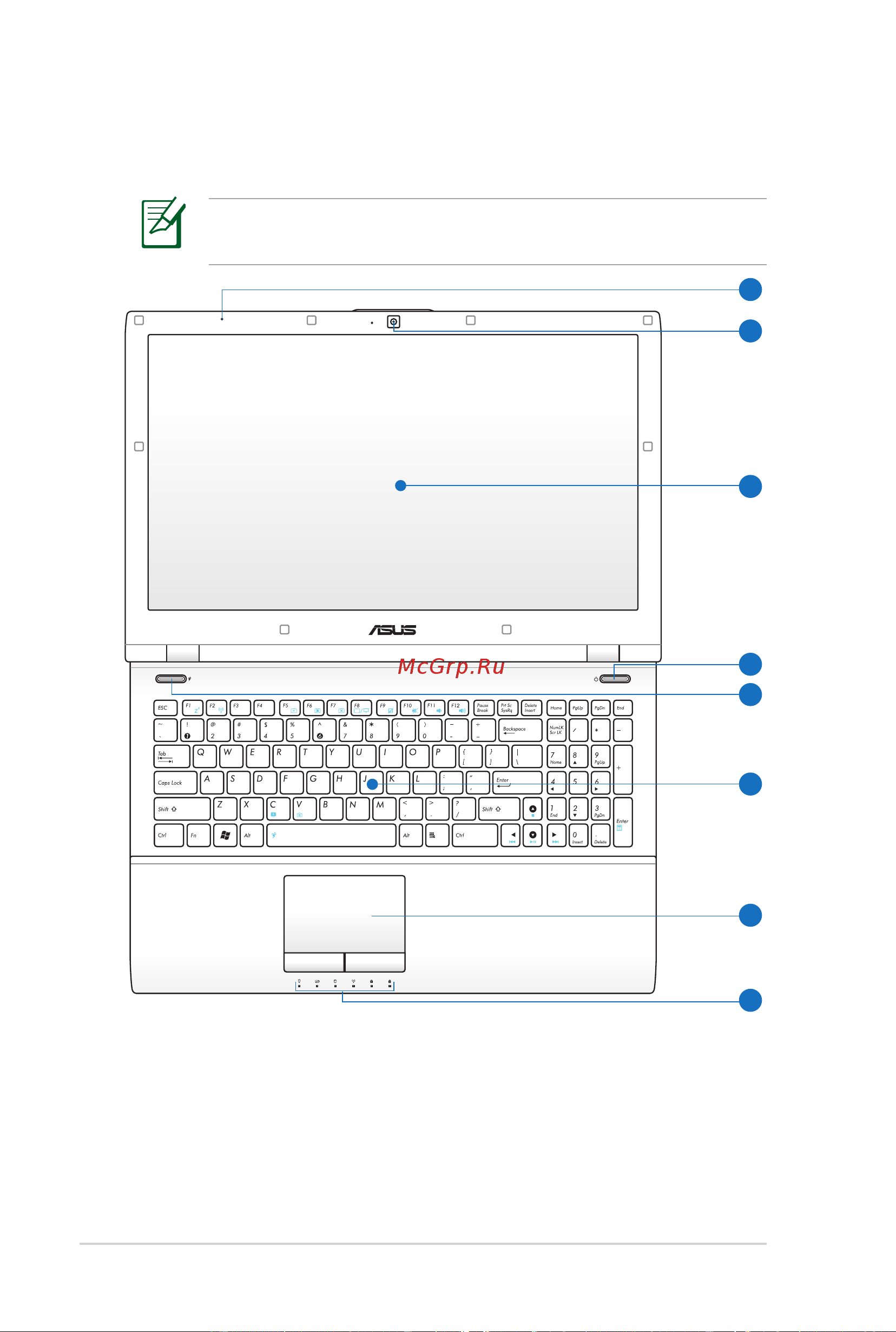Asus X5RE [14/104] Верхняя сторона