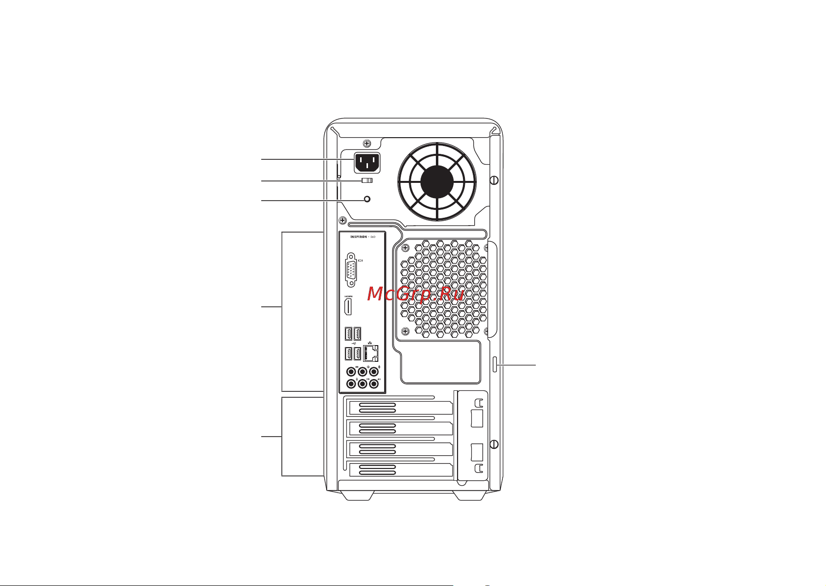 Dell Inspiron™ 560_570 [24/90] Элементы задней панели компьютера