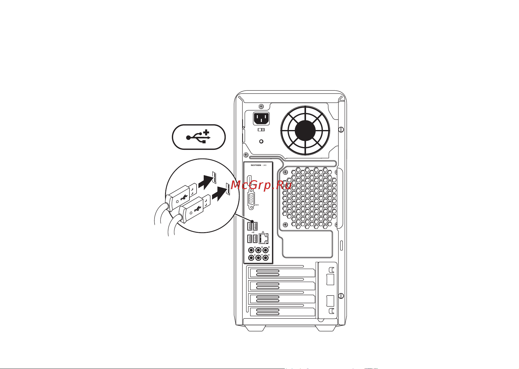 Dell Inspiron™ 580 [10/90] Подключение клавиатуры и мыши