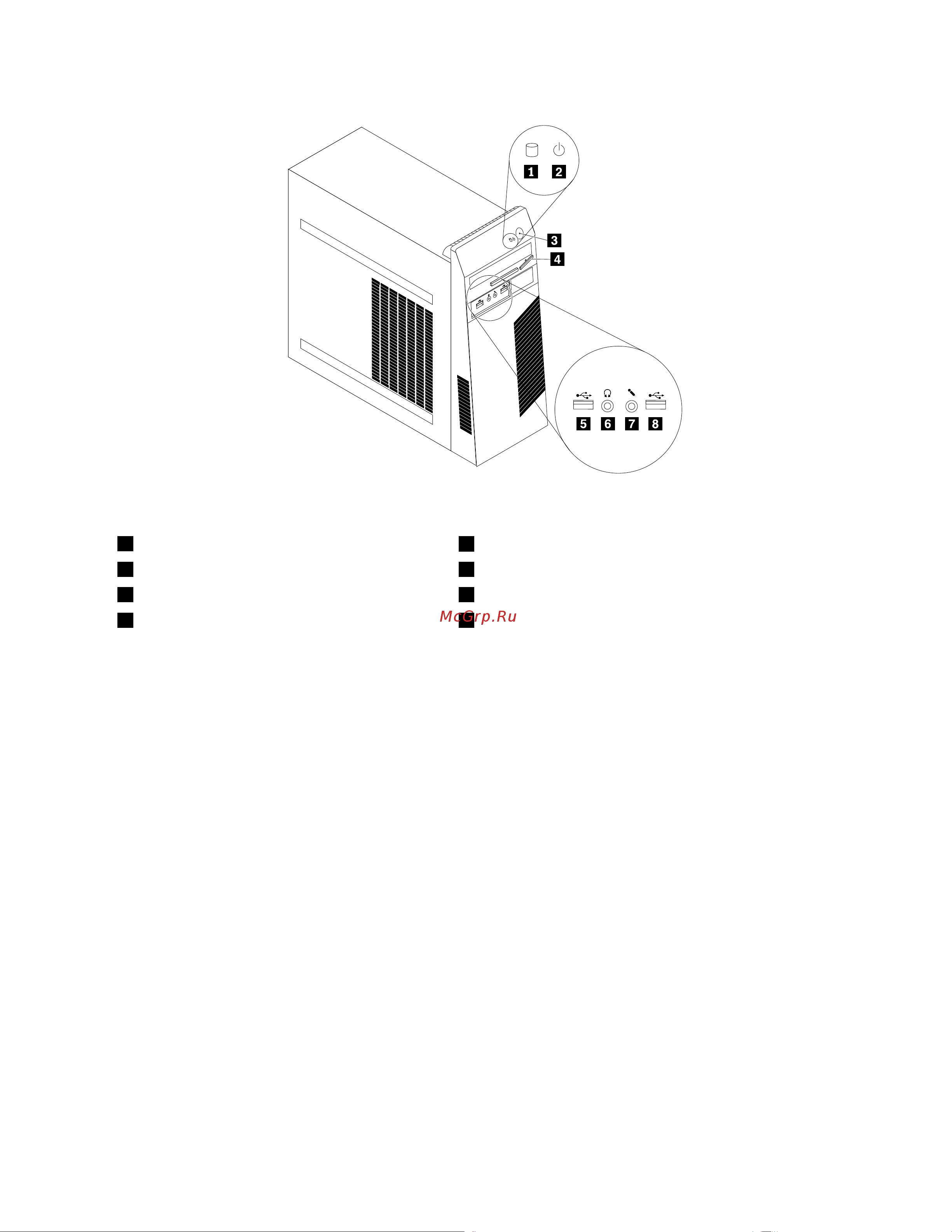 Lenovo ThinkCentre M80 [15/84] На рис 2 расположение разъемов и других элементов на задней панели компьютера на странице 8 показано расположение разъемов и других элементов на задней панели компьютера некоторые разъемы на задней панели компьютера имеют цветовую маркировку это помогает определить место подключения кабелей