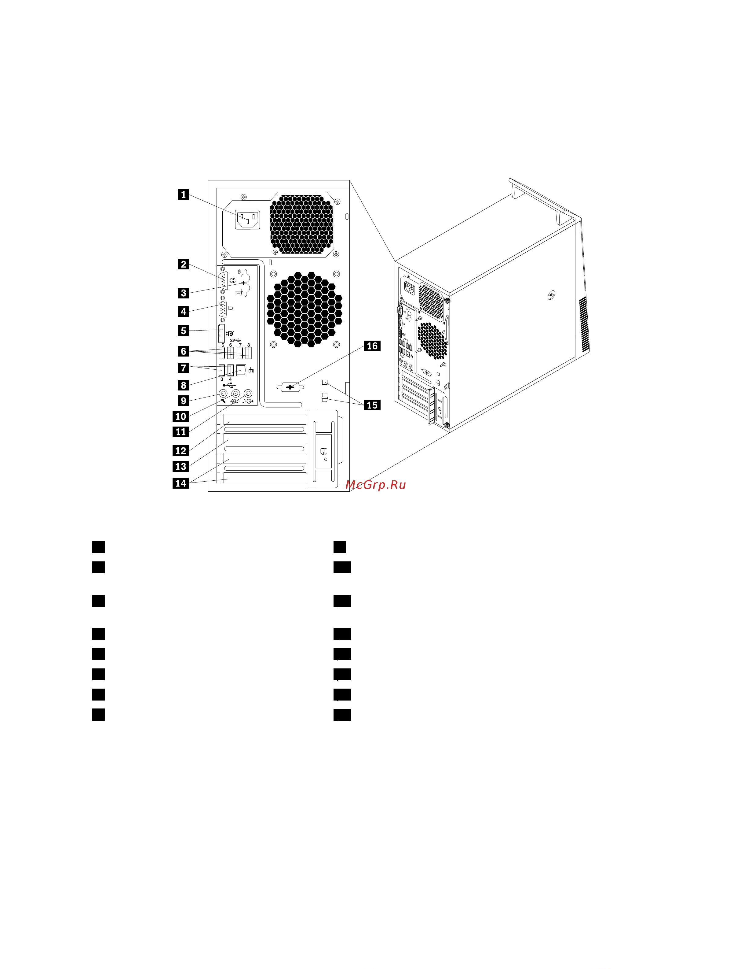 Lenovo ThinkCentre M82 (Tower Form Factor) [23/172] Расположение разъемов на задней панели компьютера