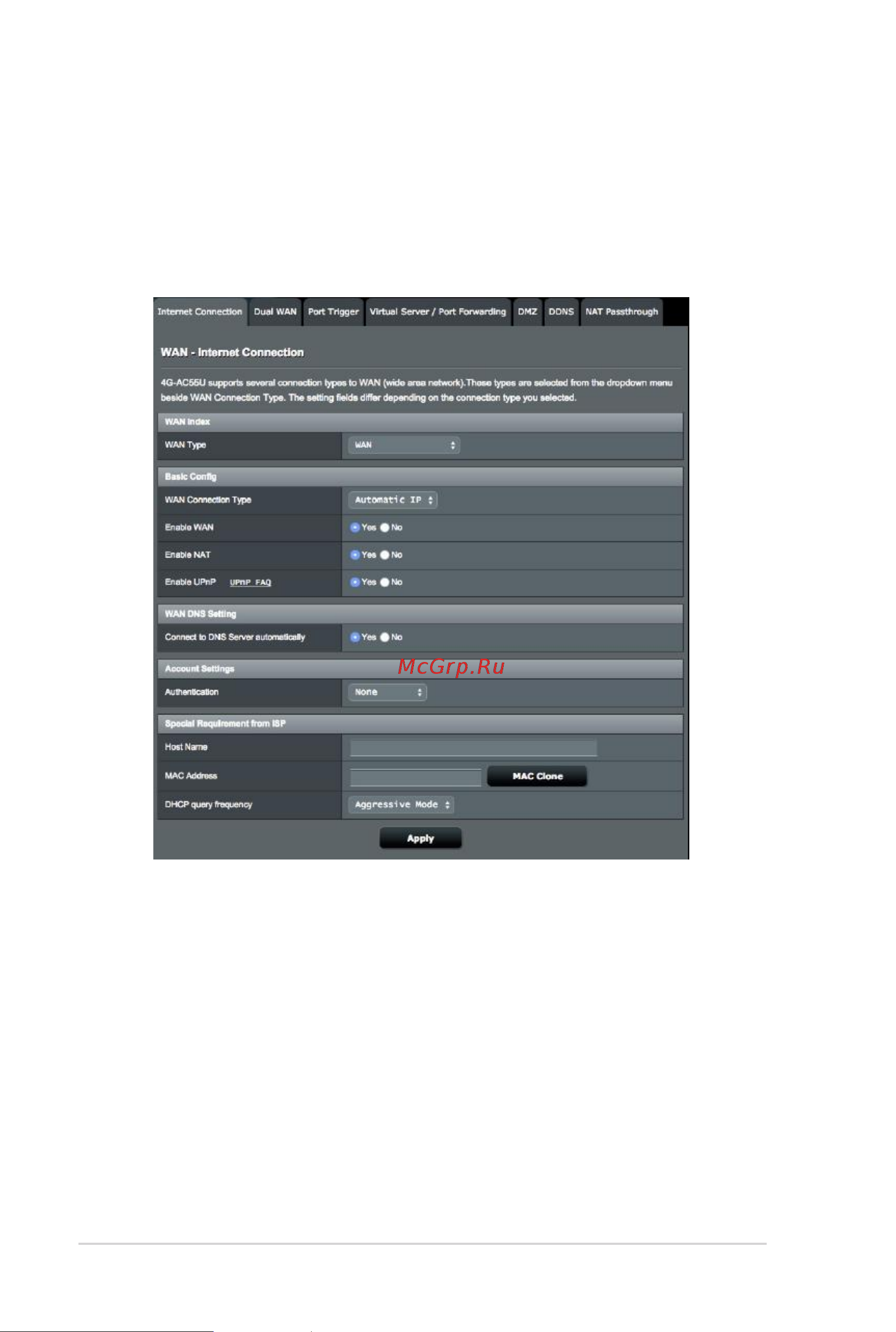 Asus 4G-AC55U [44/138] Подключение к сети интернет