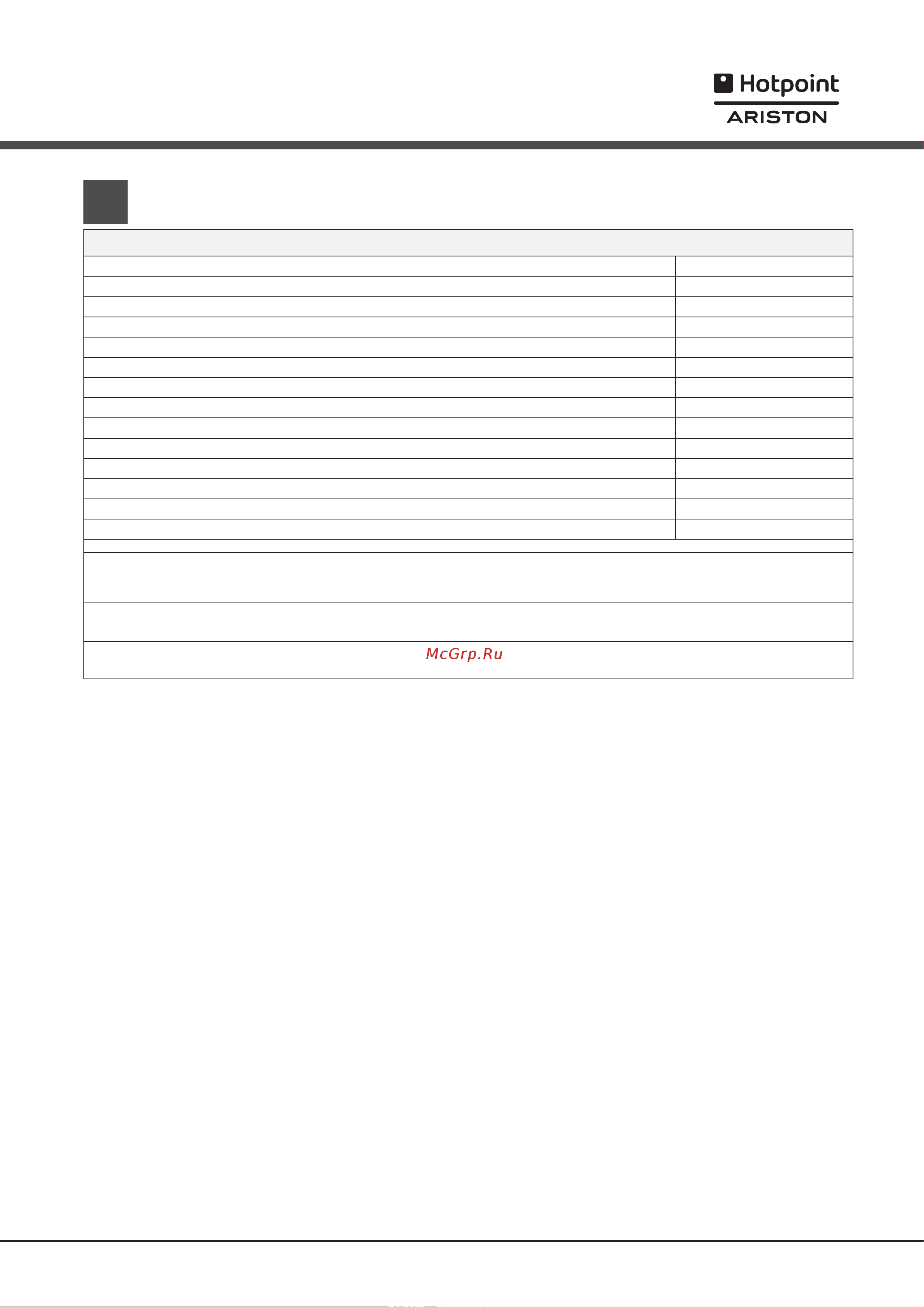 Hotpoint-Ariston LFF 8M1137 [7/44] Fiche de produit